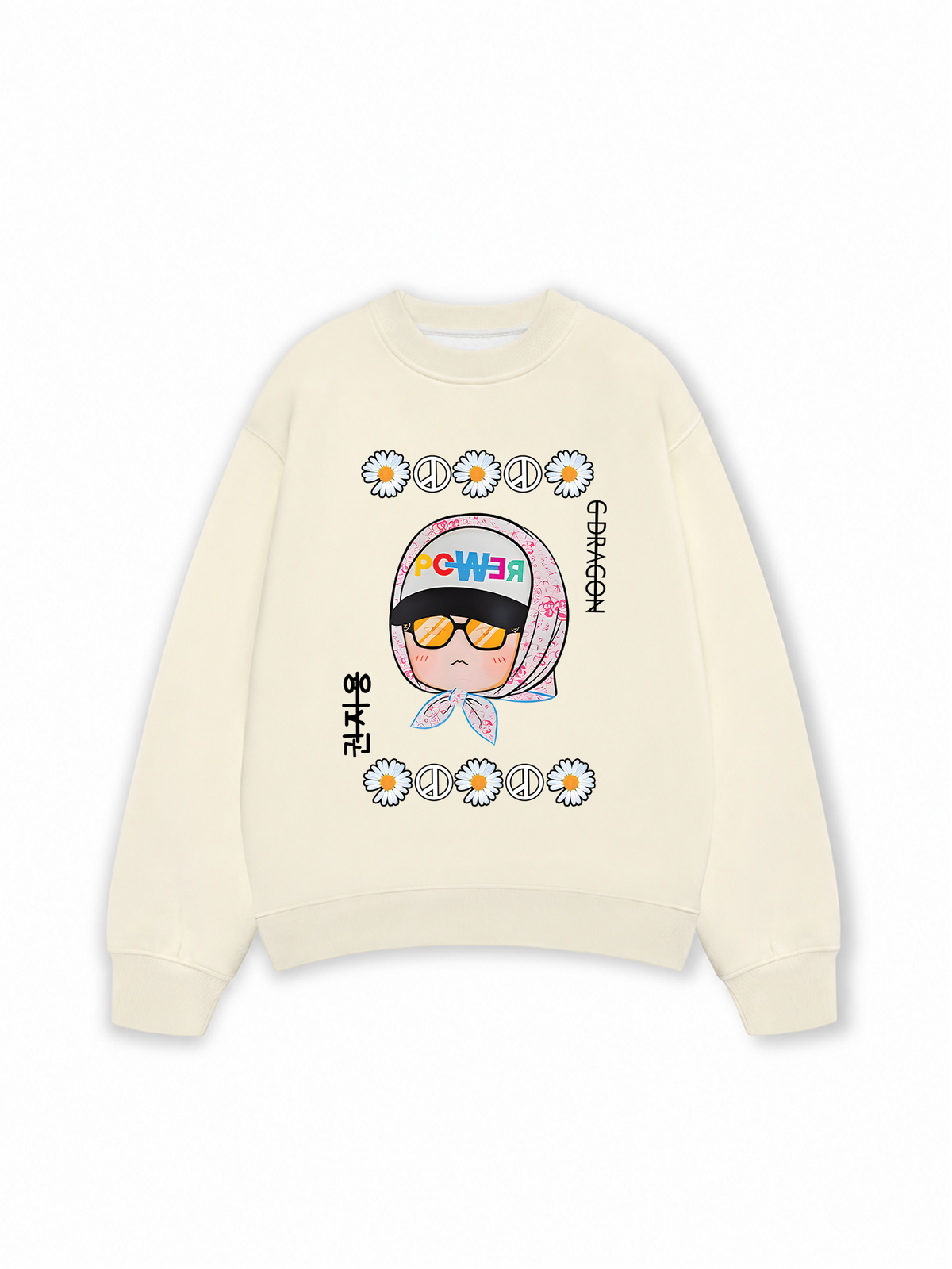 Áo Sweater Nỉ Hai Da Floral With GD Chibi Daisy Flower
