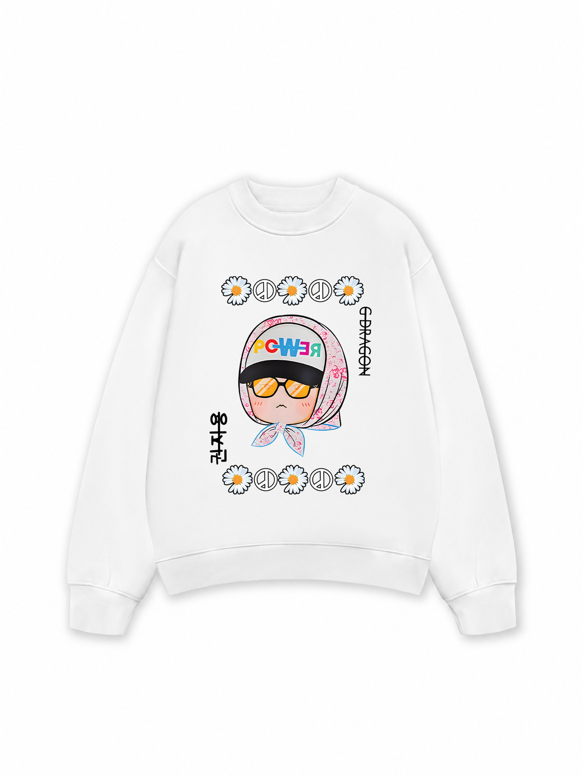 Áo Sweater Nỉ Hai Da Floral With GD Chibi Daisy Flower