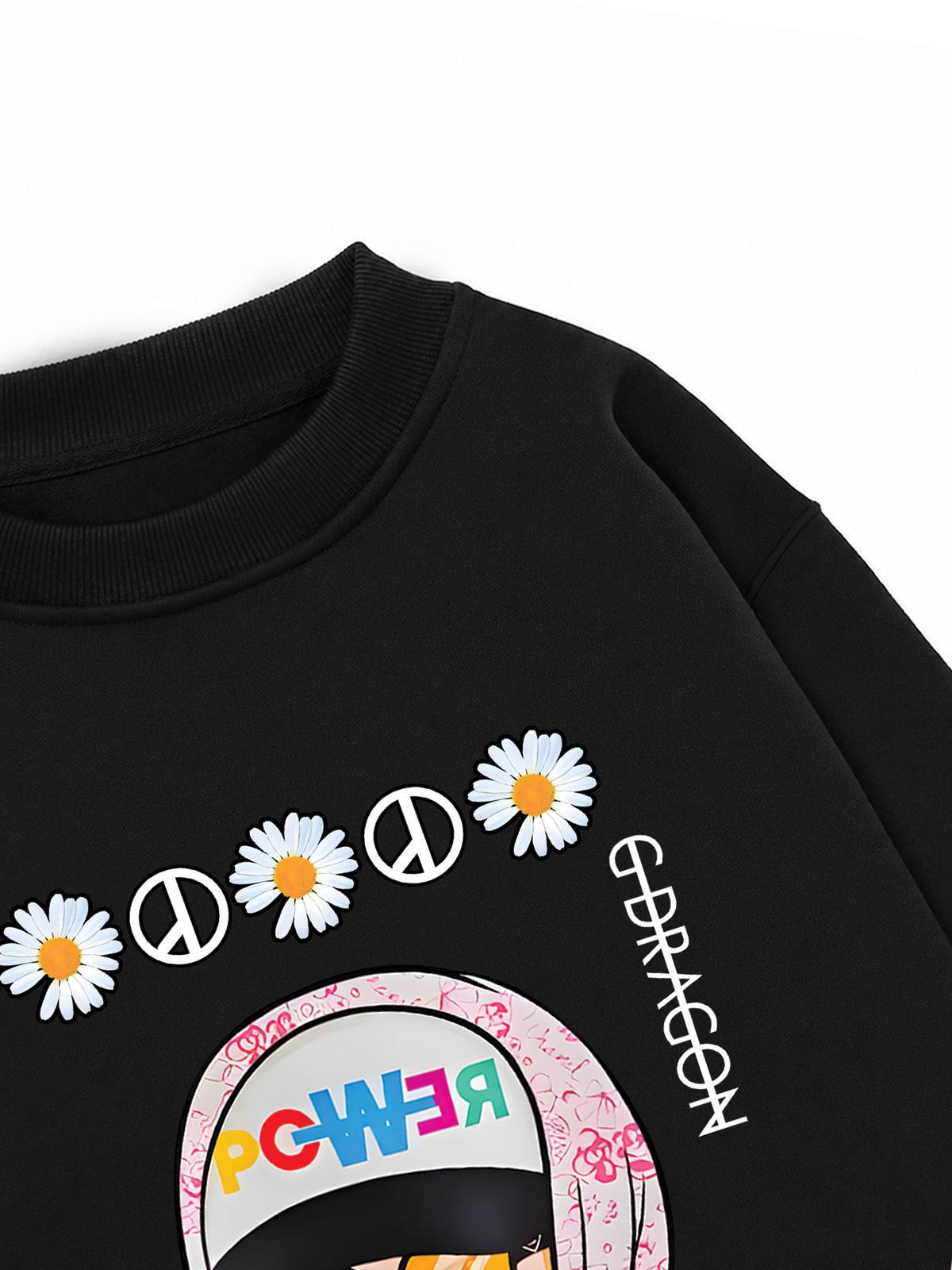 Áo Sweater Nỉ Hai Da Floral With GD Chibi Daisy Flower