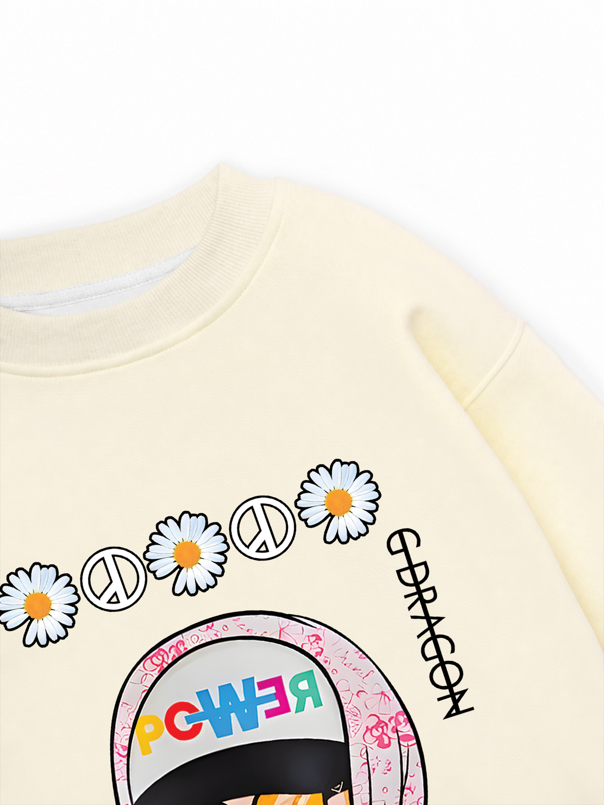 Áo Sweater Nỉ Hai Da Floral With GD Chibi Daisy Flower