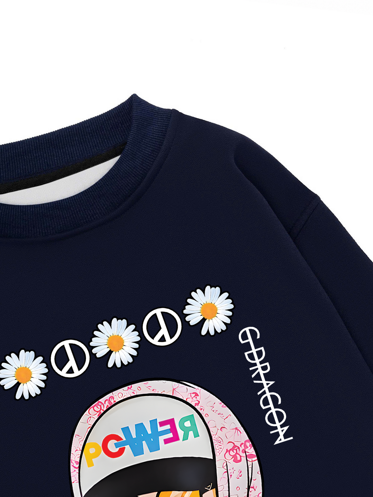 Áo Sweater Nỉ Hai Da Floral With GD Chibi Daisy Flower