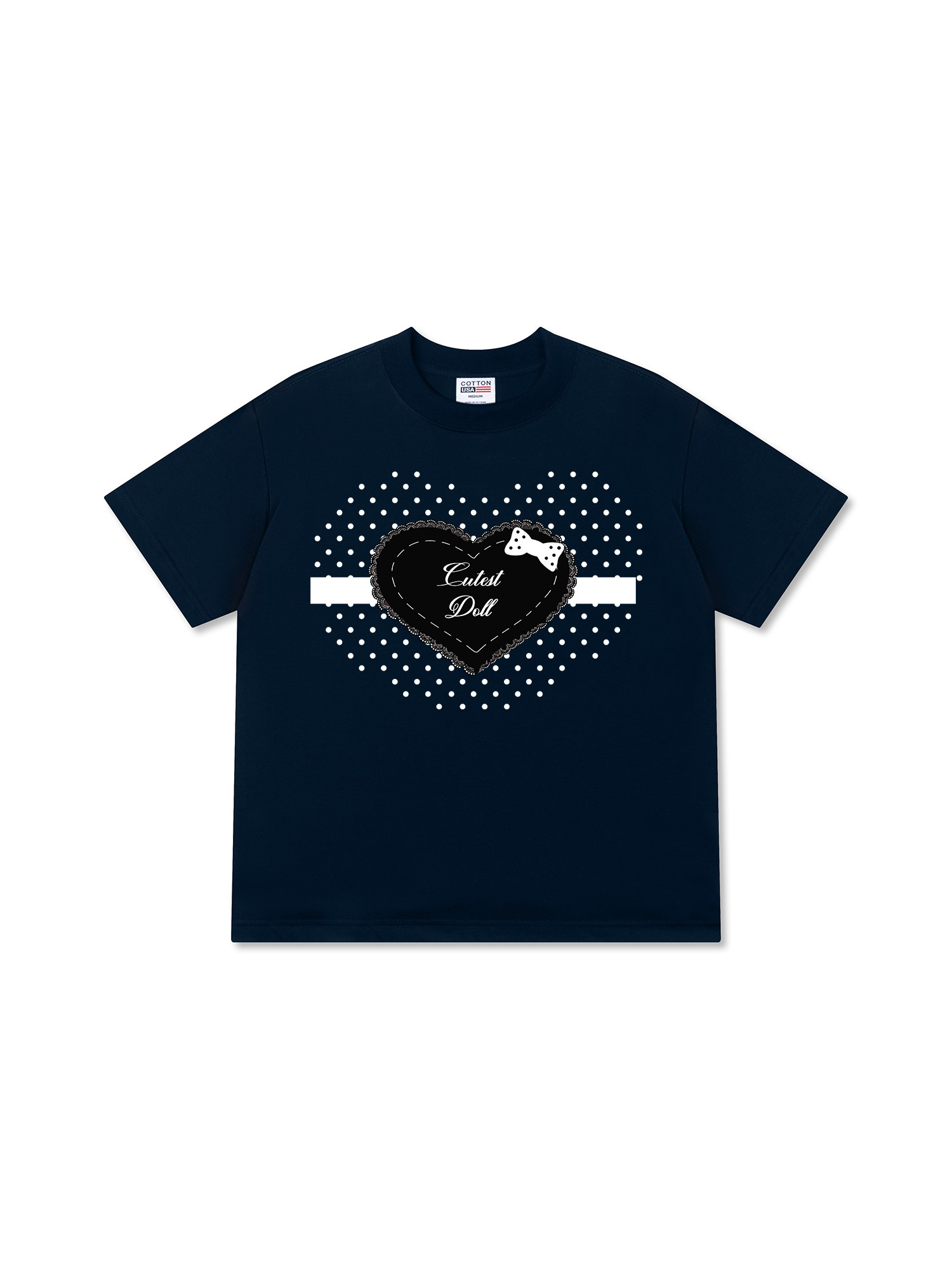 Áo Thun Relaxed Fit Dotty Mood Lace Heart Cutest Doll Baby