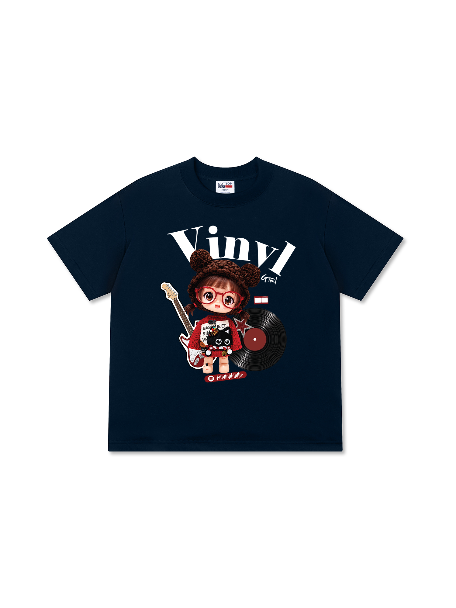 Áo Thun Relaxed Fit Cute Gang Vinyl Girl