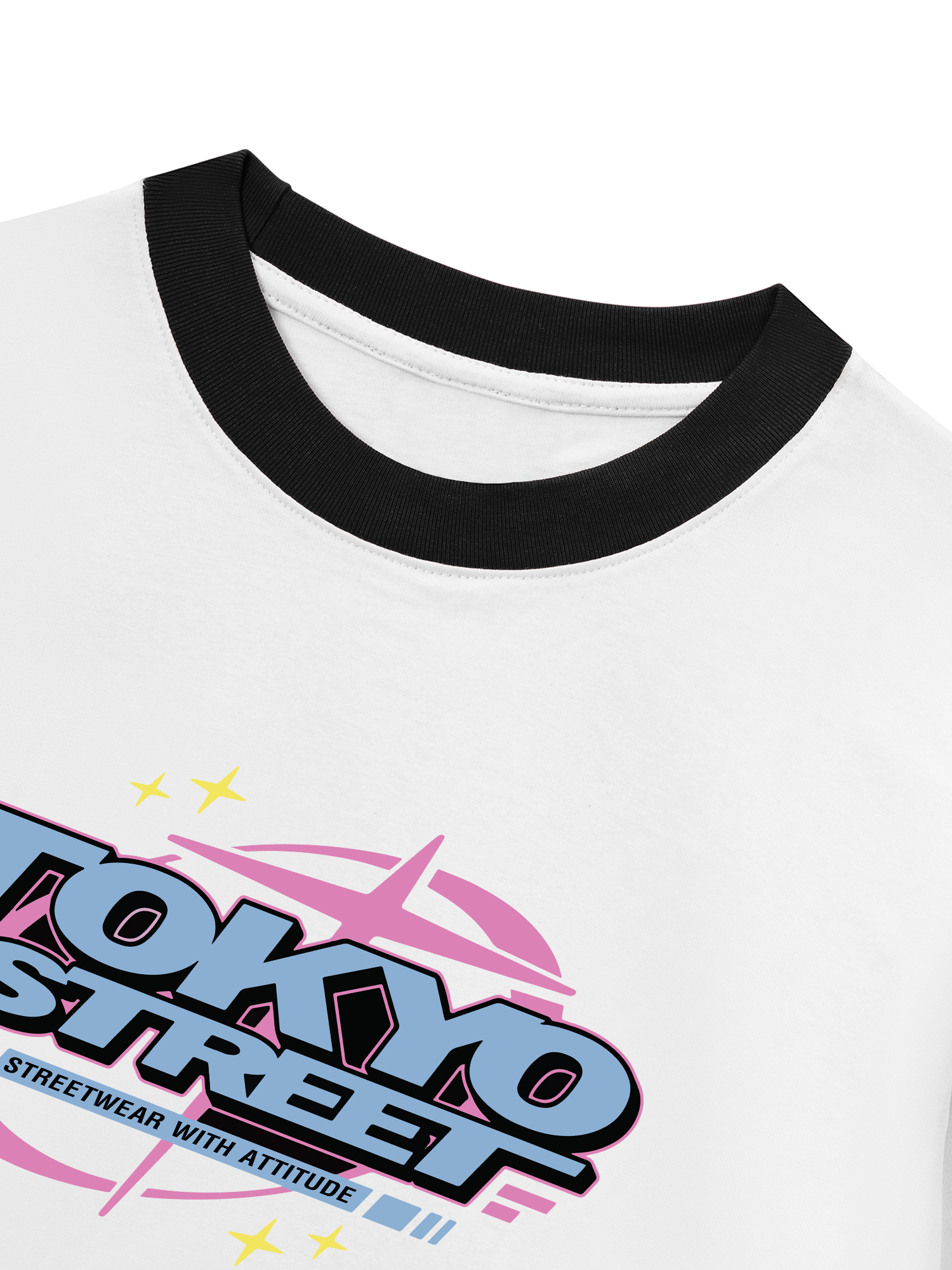 Áo Thun Ringer Relaxed Fit Tokyo Streetwear With Atitude Blue