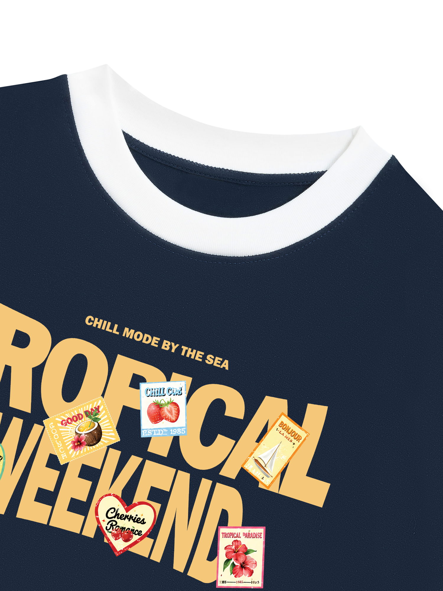 Áo Thun Ringer Relaxed Fit Troppical Weekend Chill Mode By The Sea