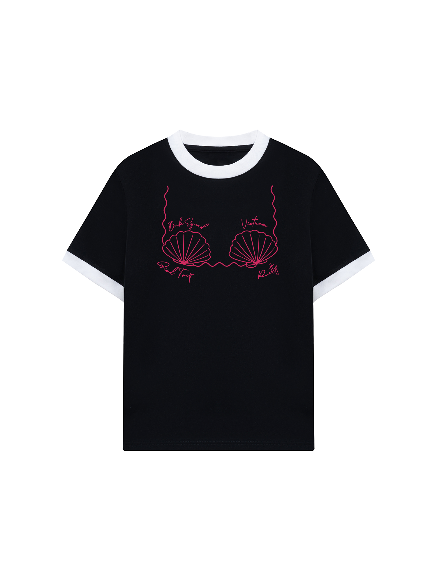 Áo Thun Ringer Relaxed Fit Tropical Pink Shell Muse