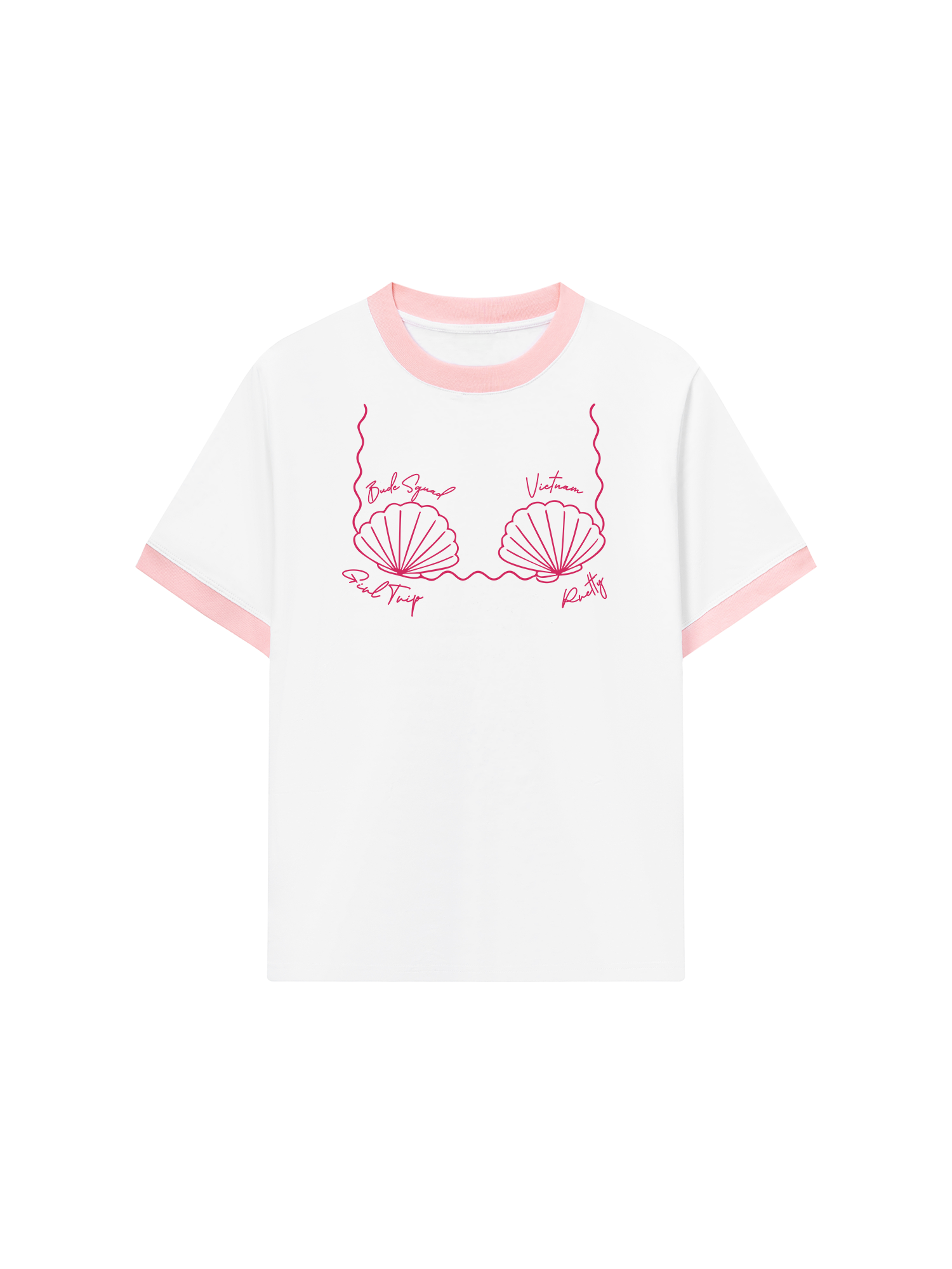 Áo Thun Ringer Relaxed Fit Tropical Pink Shell Muse