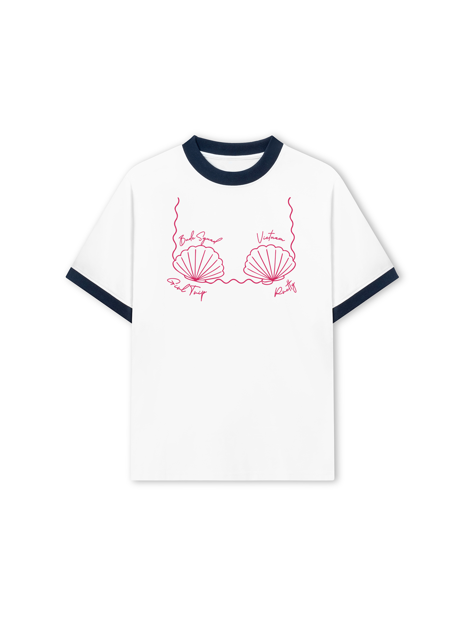 Áo Thun Ringer Relaxed Fit Tropical Pink Shell Muse