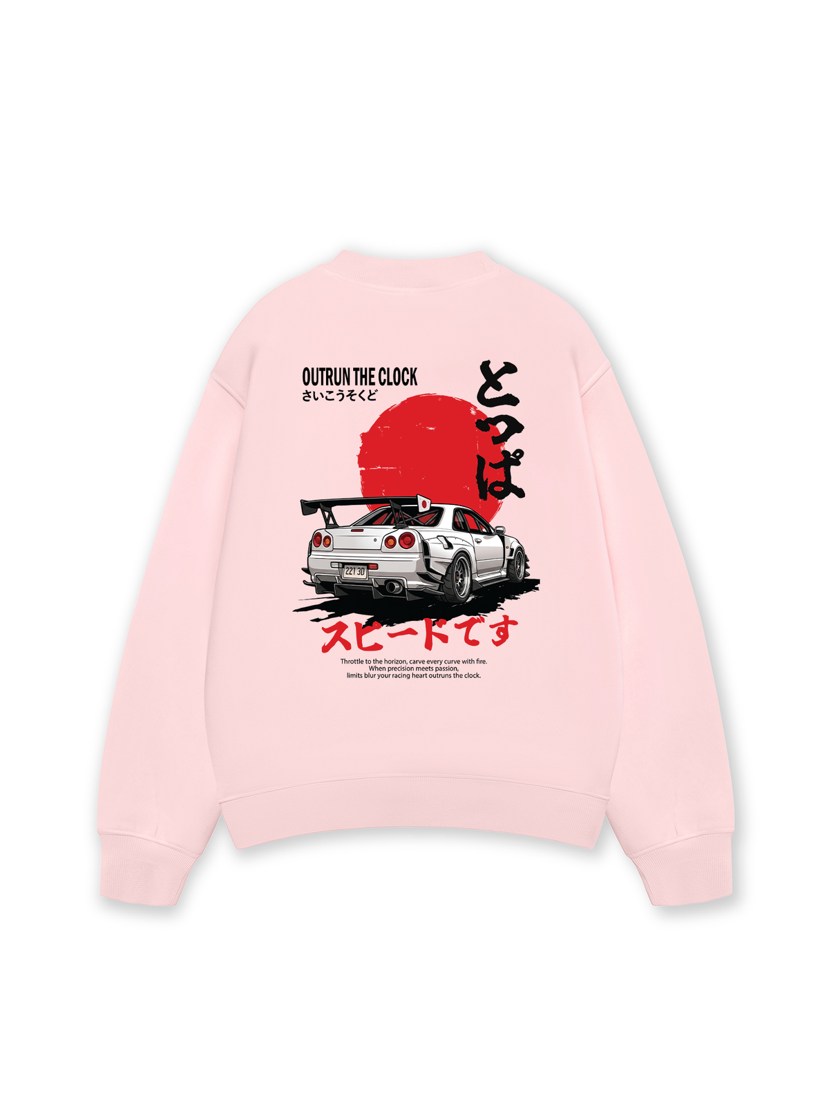 Áo Sweater Nỉ Hai Da JDM Car Outrun The Clock