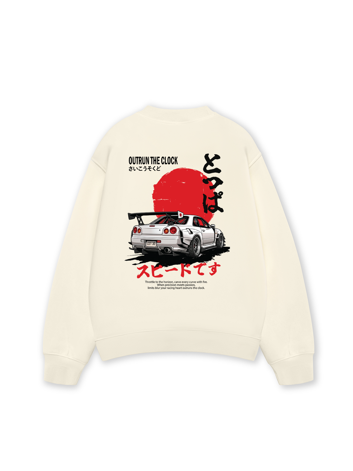 Áo Sweater Nỉ Hai Da JDM Car Outrun The Clock
