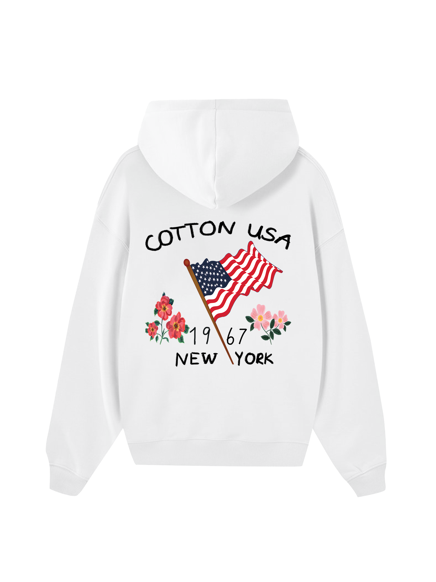 USA Floral Cotton Usa Hoodie