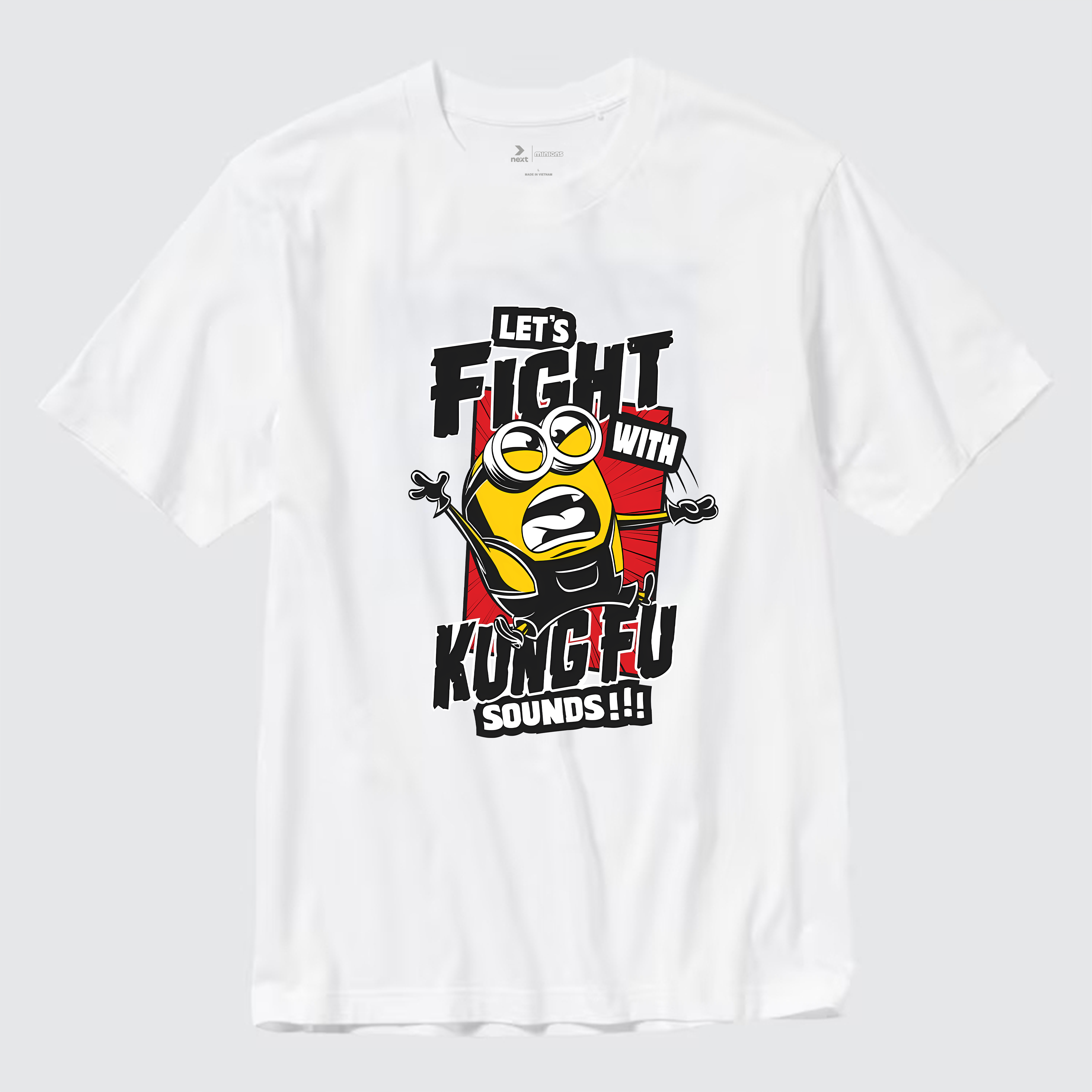 MINIONS FIGH WITH KUNG-FU SOUNDS T-SHIRT / TRẮNG