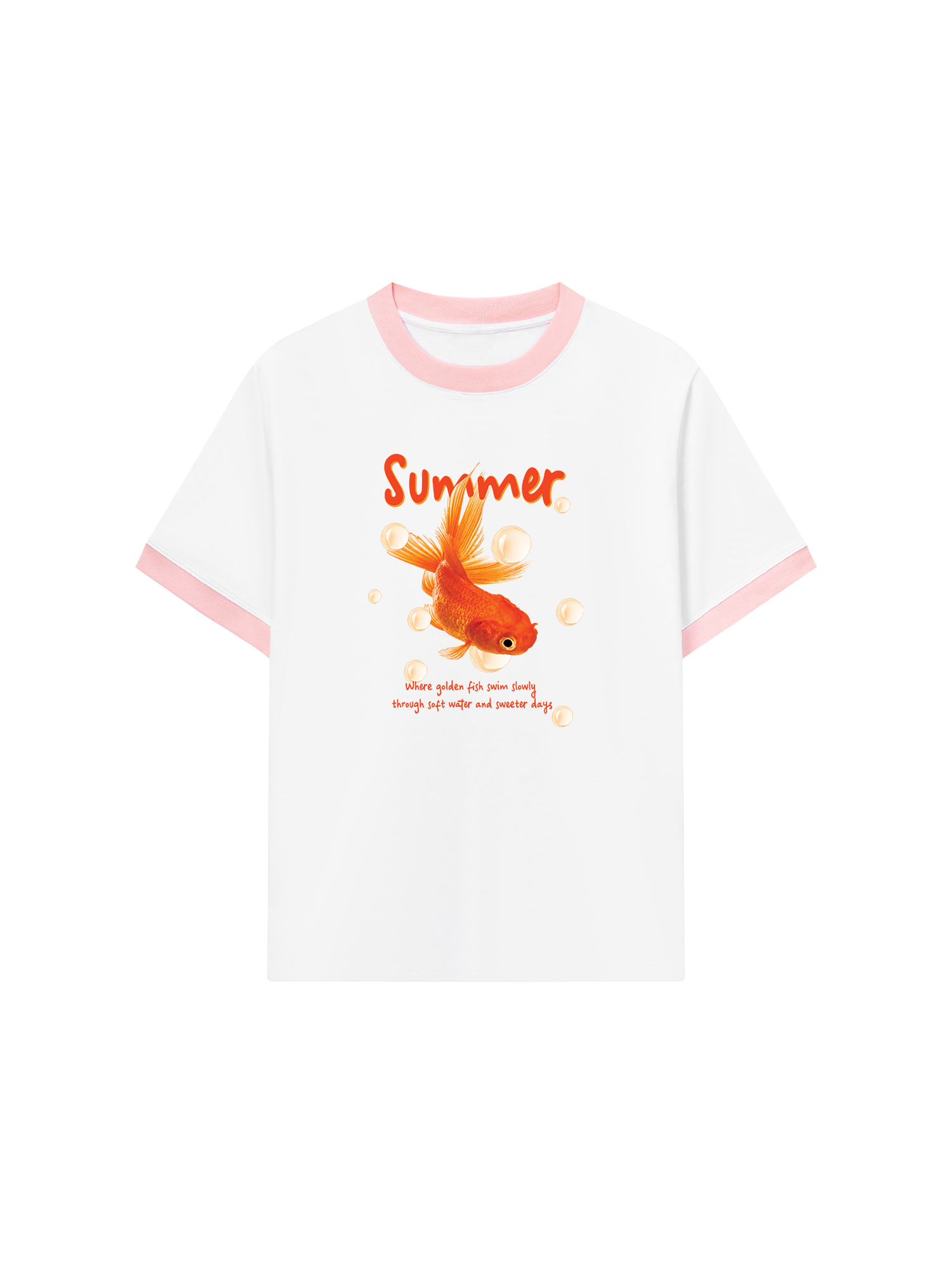 Áo Thun Ringer Relaxed Fit Tshirt Tropical Cá Vàng