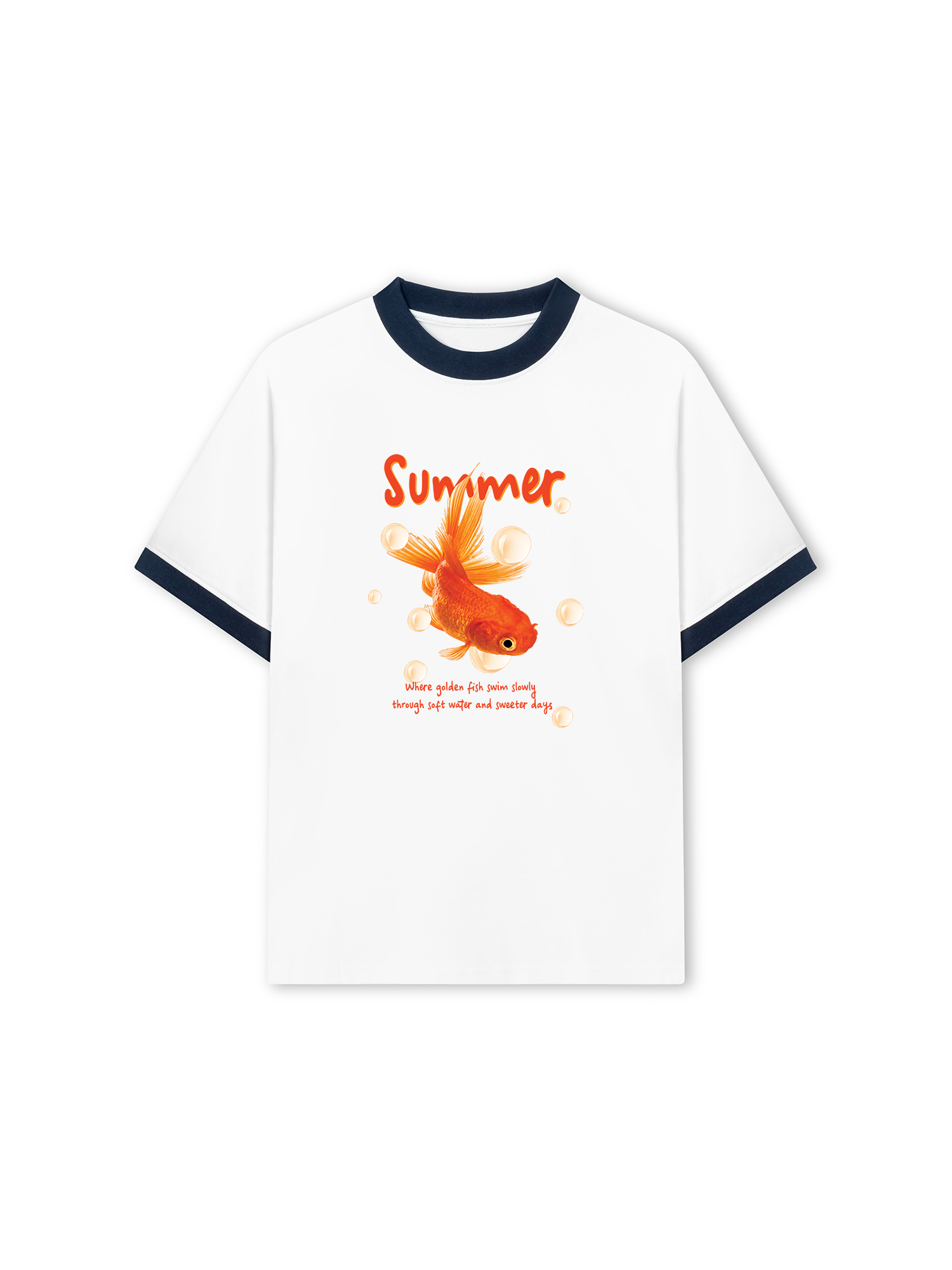 Áo Thun Ringer Relaxed Fit Tshirt Tropical Cá Vàng