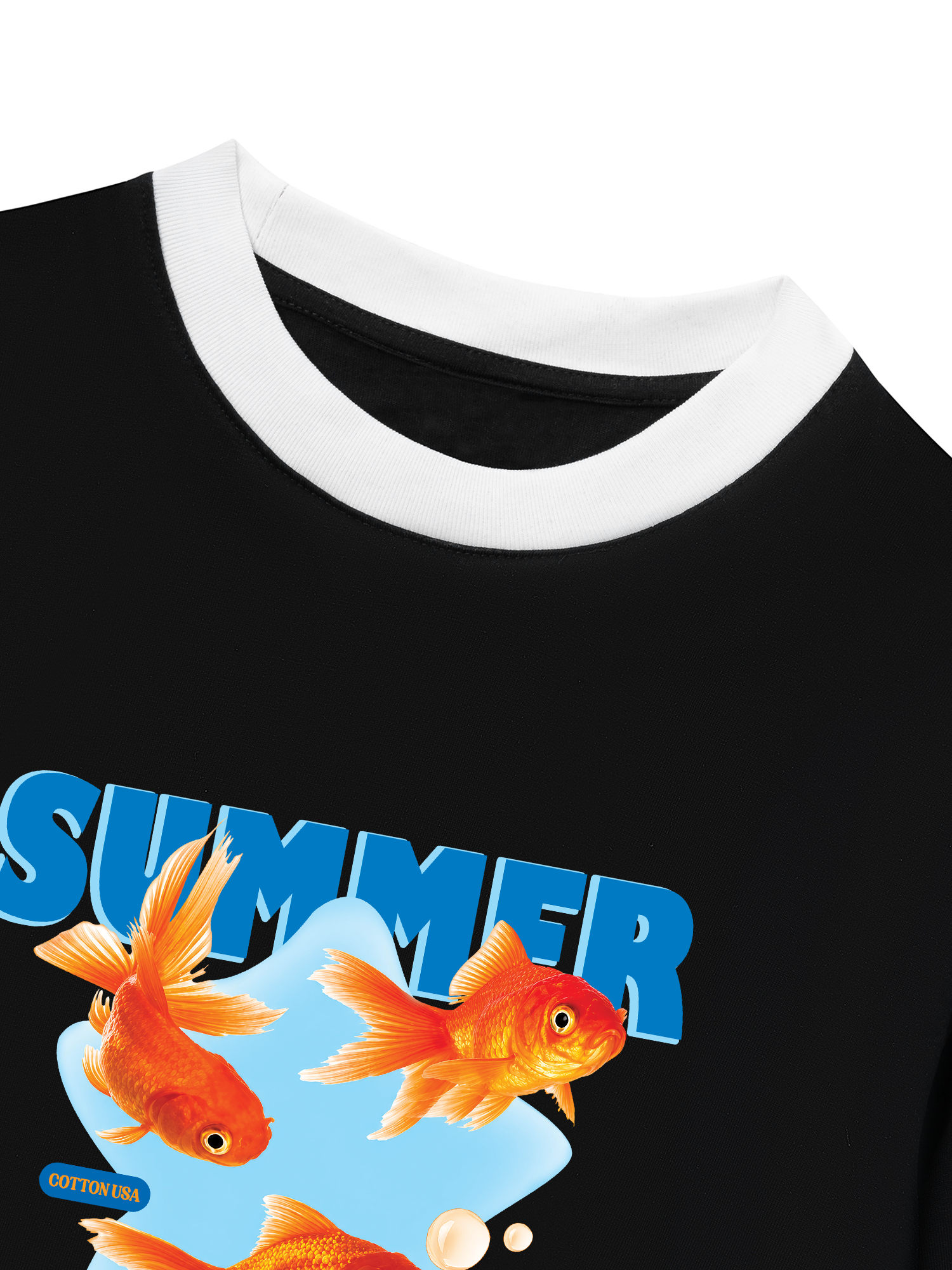 Áo Thun Ringer Relaxed Fit Tshirt Tropical Summer Goldfish