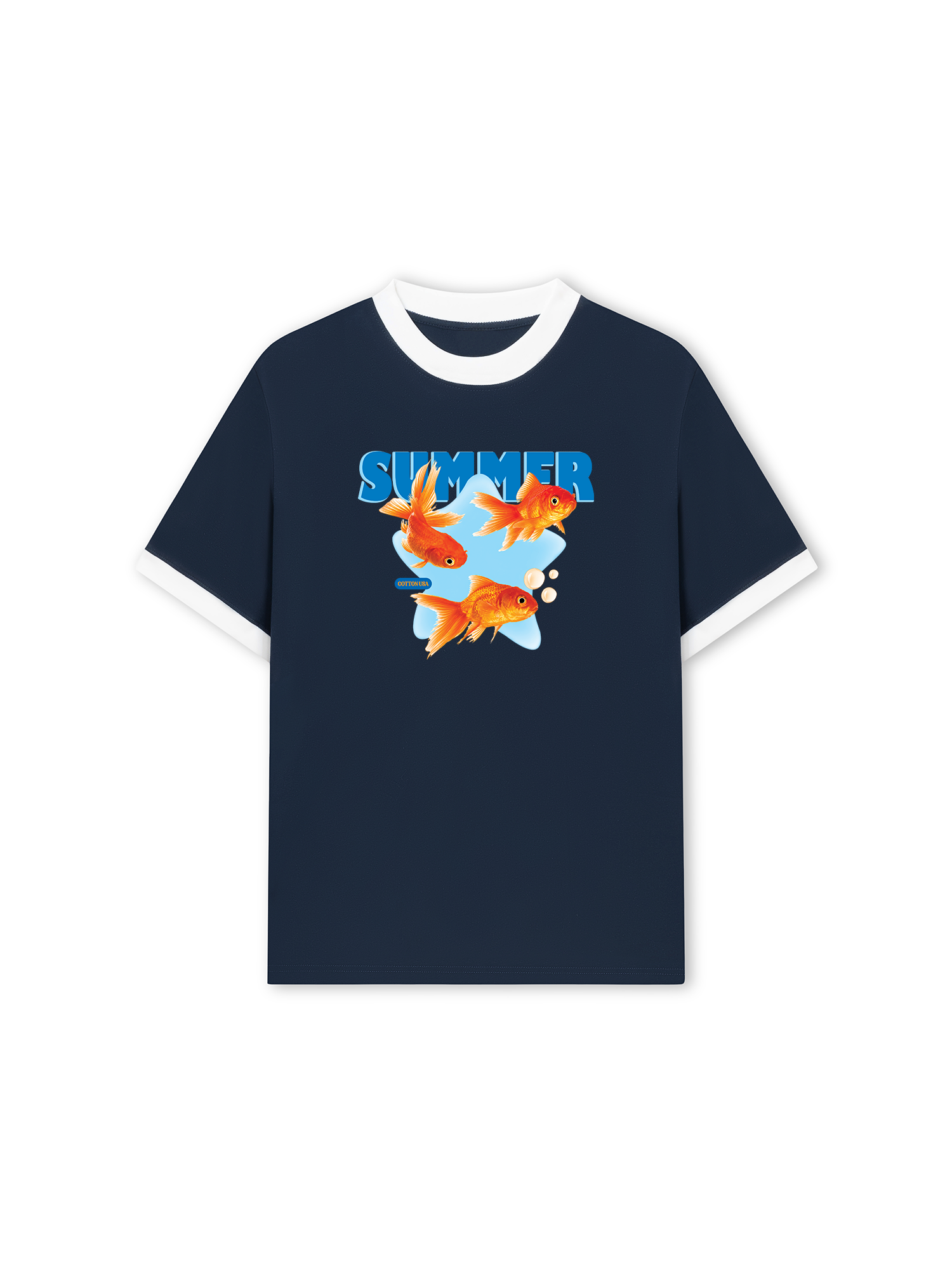 Áo Thun Ringer Relaxed Fit Tshirt Tropical Summer Goldfish