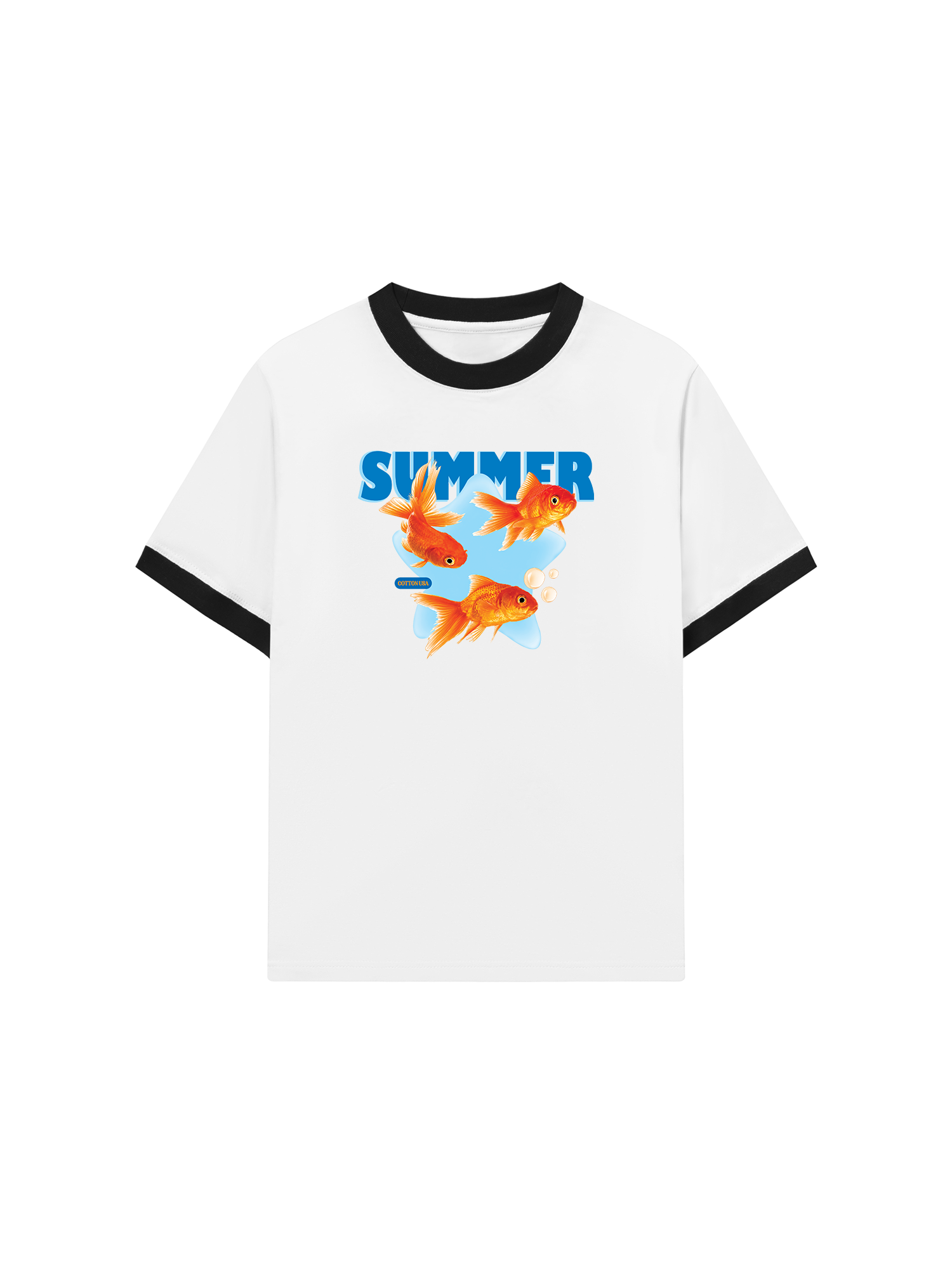 Áo Thun Ringer Relaxed Fit Tshirt Tropical Summer Goldfish
