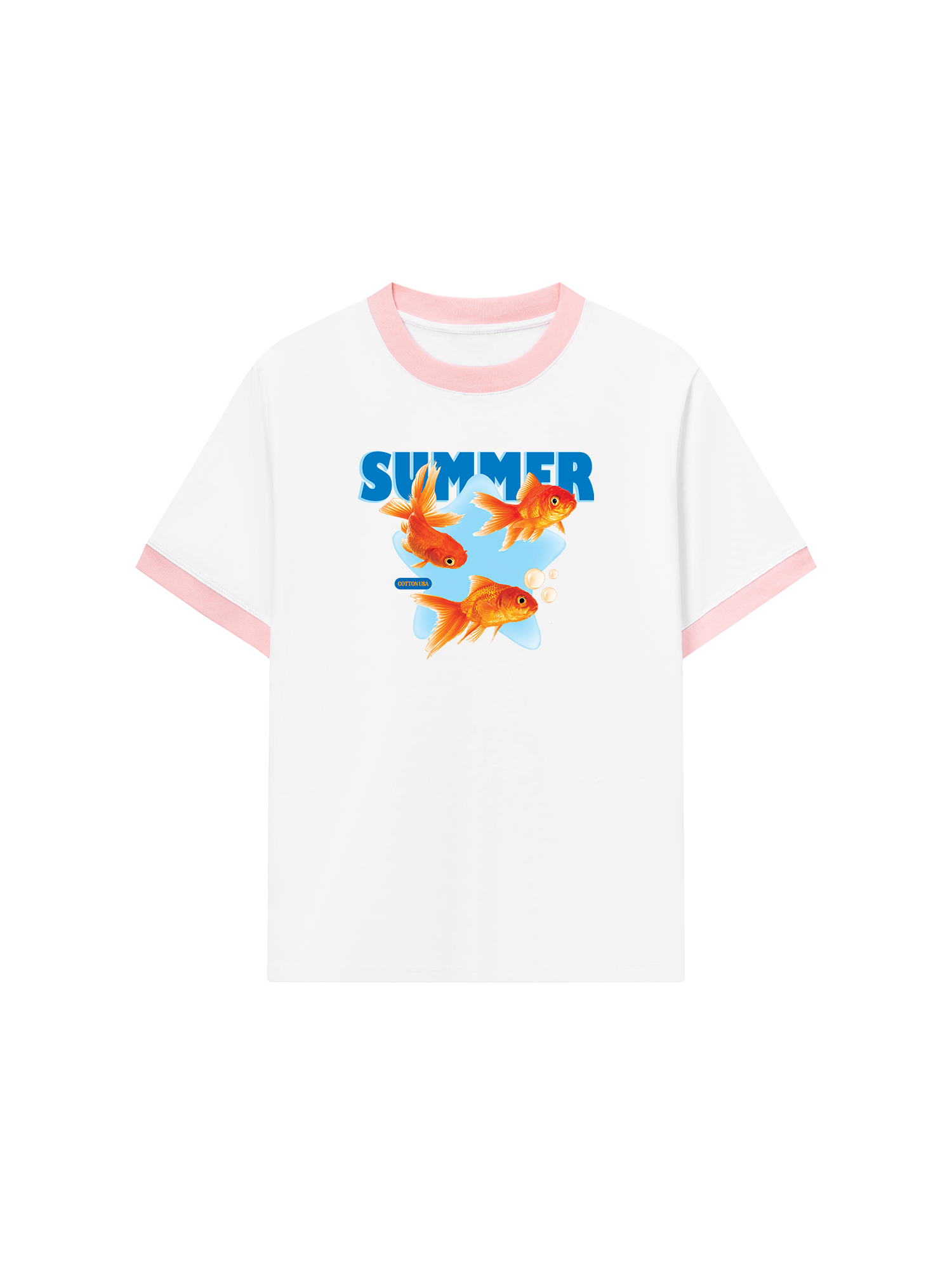 Áo Thun Ringer Relaxed Fit Tshirt Tropical Summer Goldfish