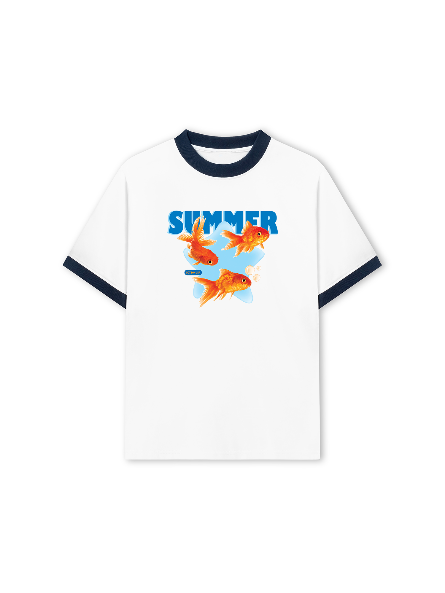 Áo Thun Ringer Relaxed Fit Tshirt Tropical Summer Goldfish