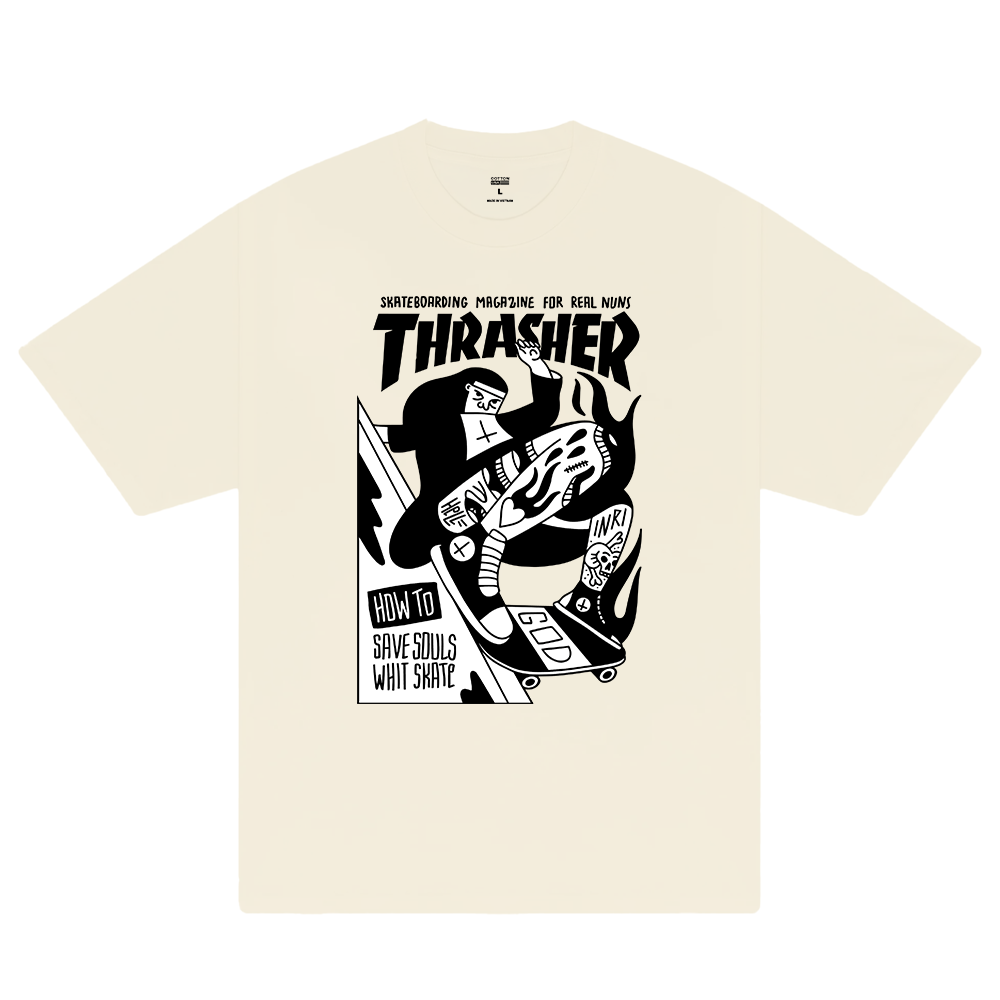 Thrasher Skateboarding For Real Nun T-Shirt