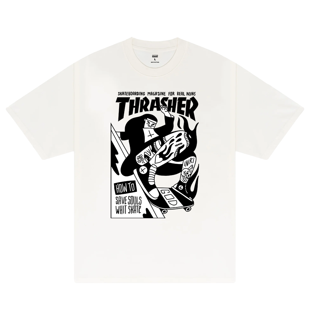 Thrasher Skateboarding For Real Nun T-Shirt