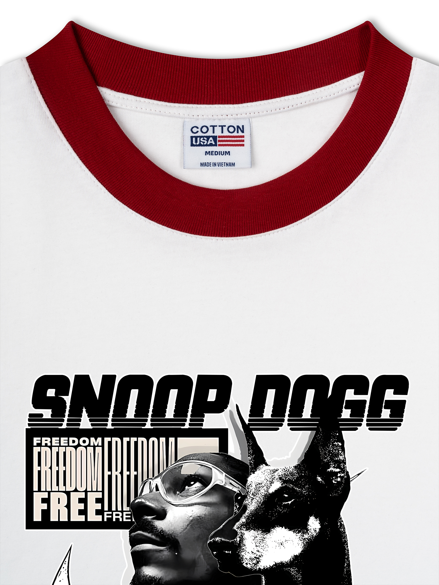 Áo Thun Ringer Relaxed Fit Rapper Black And White Snoop Dog