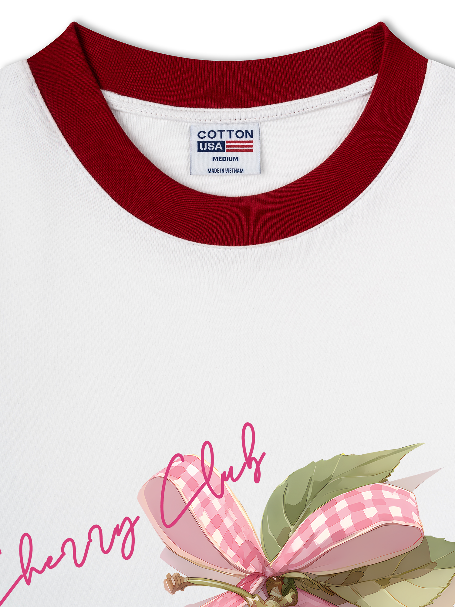 Áo Thun Ringer Relaxed Fit Cherry Club Pink Plaid