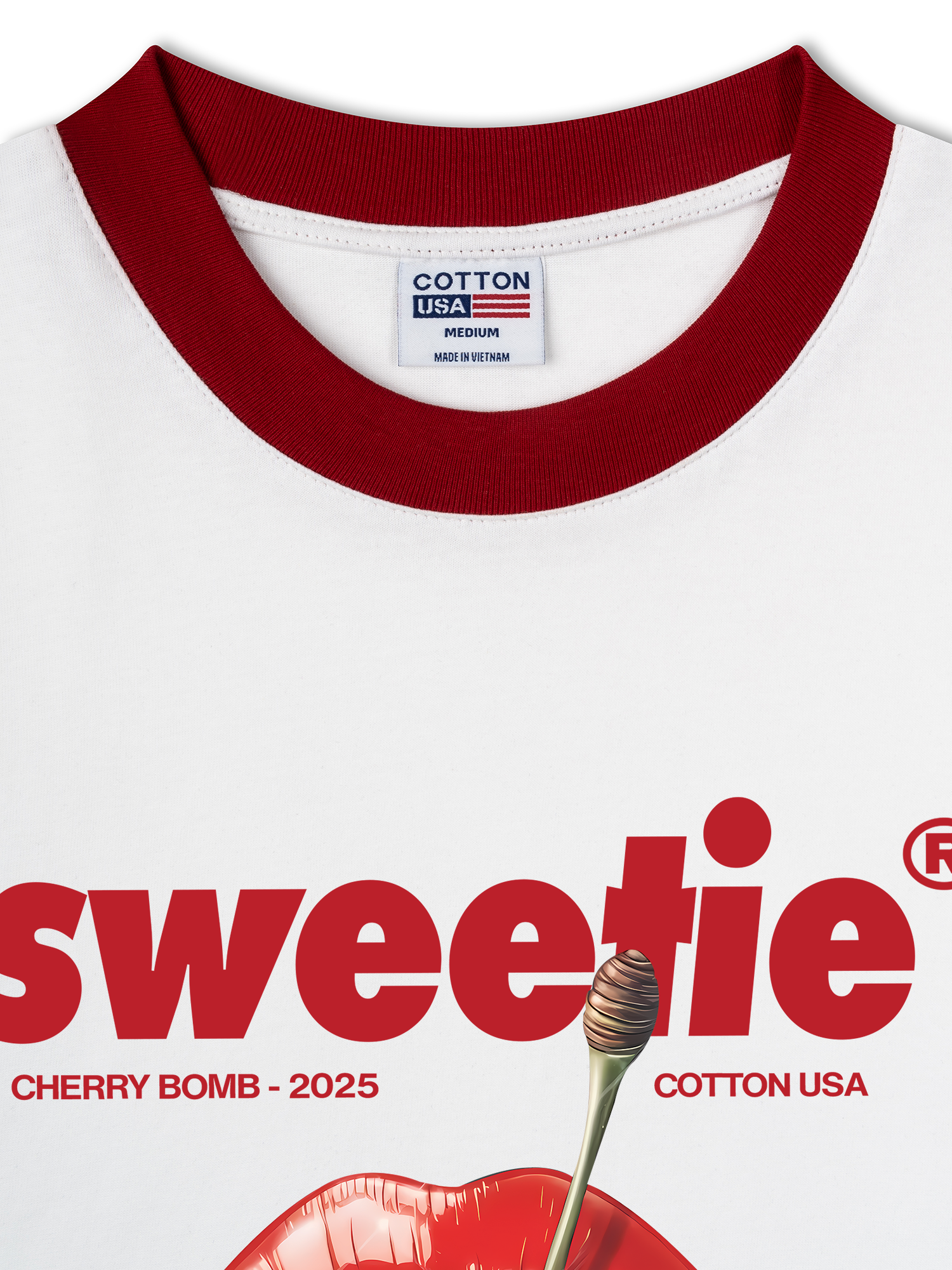 Áo Thun Ringer Relaxed Fit Cherry Sweetie Lip