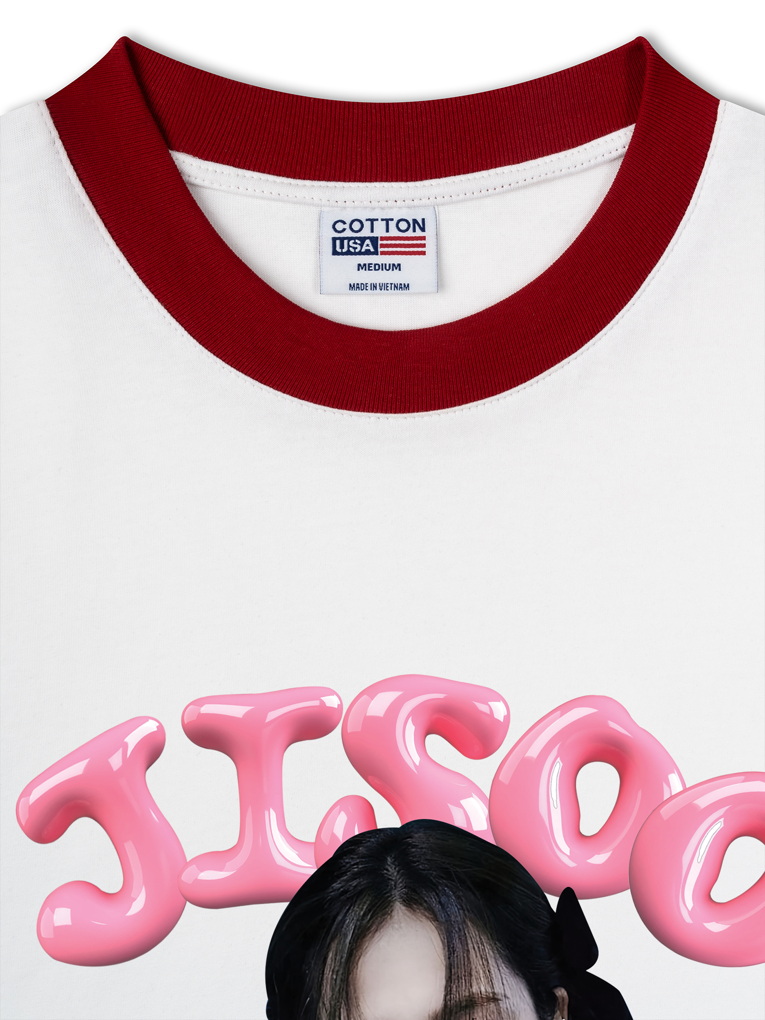 Áo Thun Ringer Relaxed Fit Black Pink Jisoo