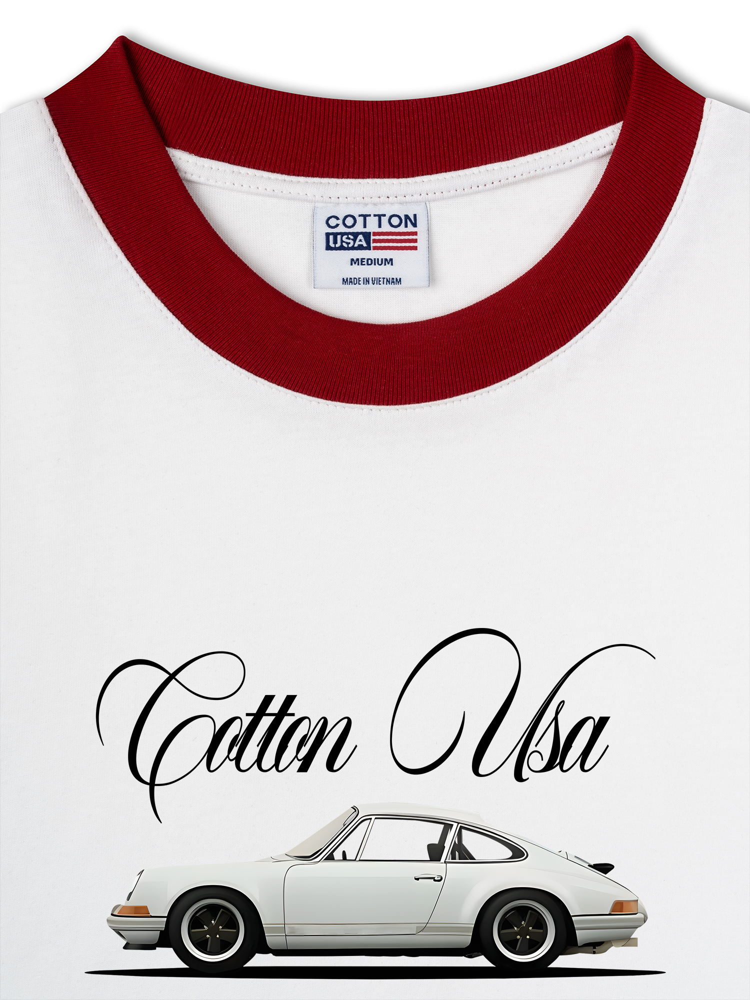 Áo Thun Ringer Relaxed Fit Classic Car White