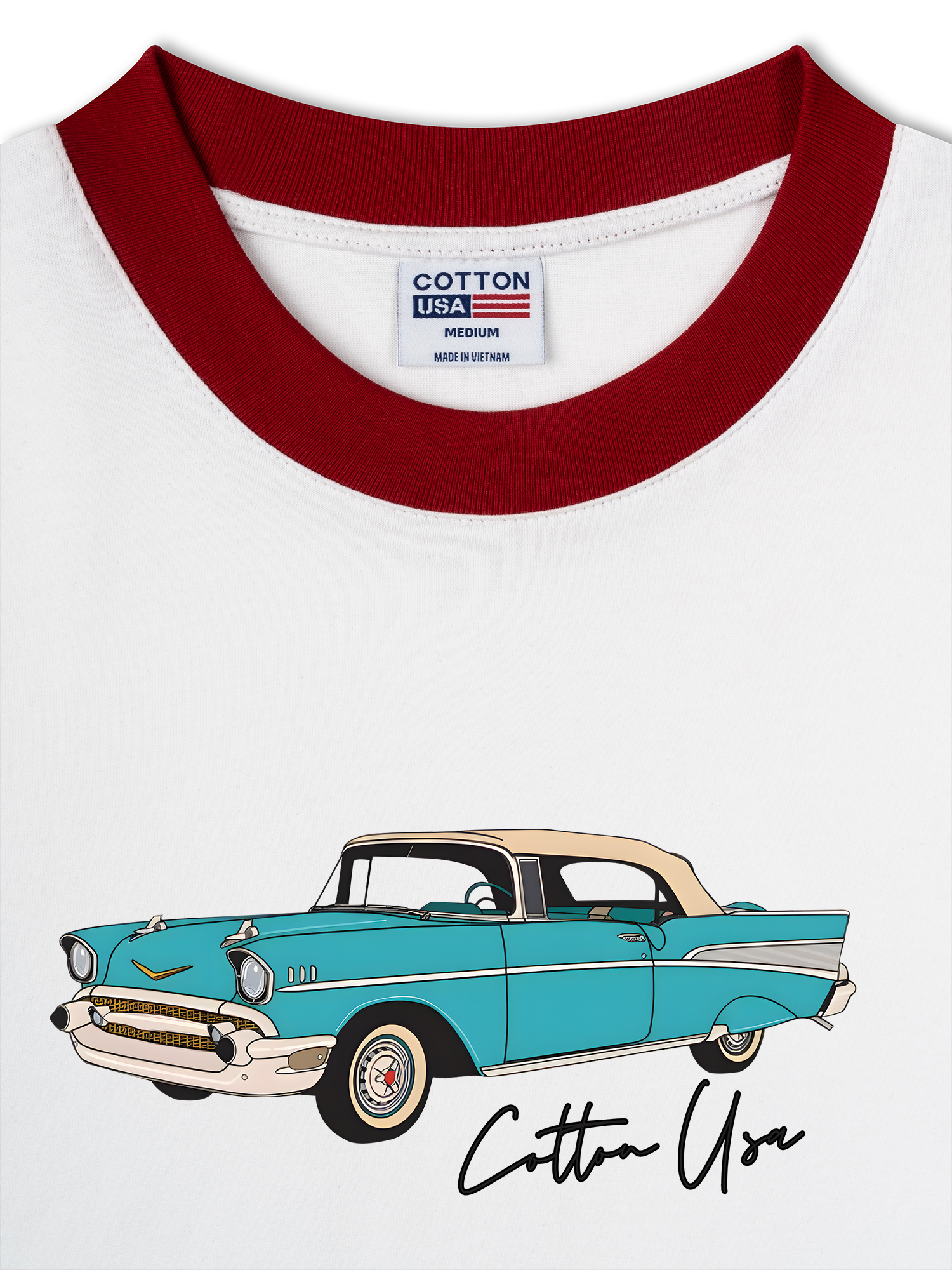 Áo Thun Ringer Relaxed Fit Classic Car Blue