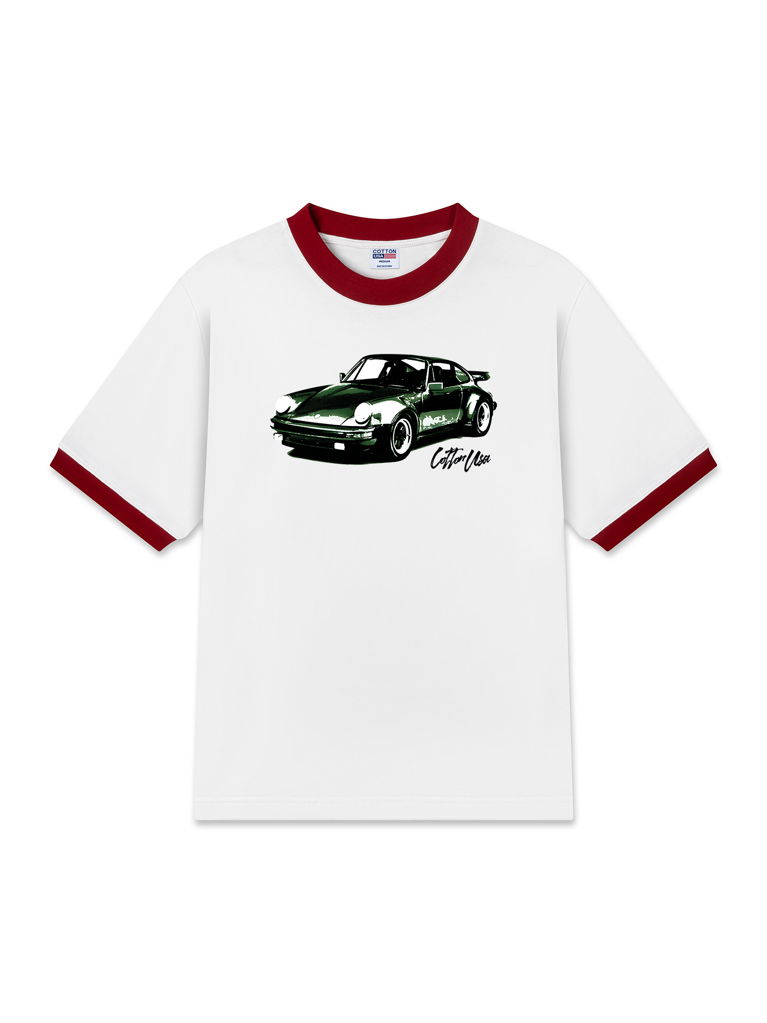 Áo Thun Ringer Relaxed Fit Classic Car Vintage Green