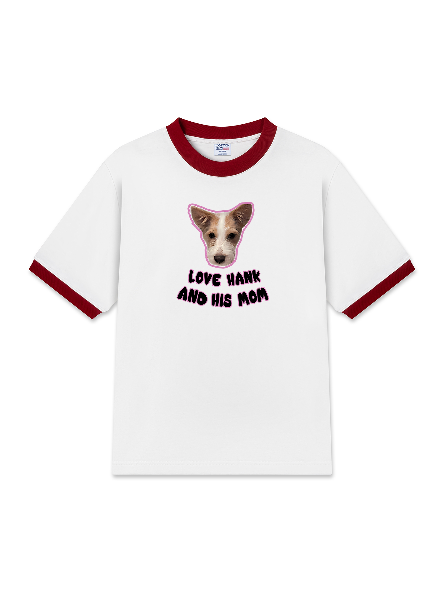 Áo Thun Ringer Relaxed Fit Black Pink Love Hank