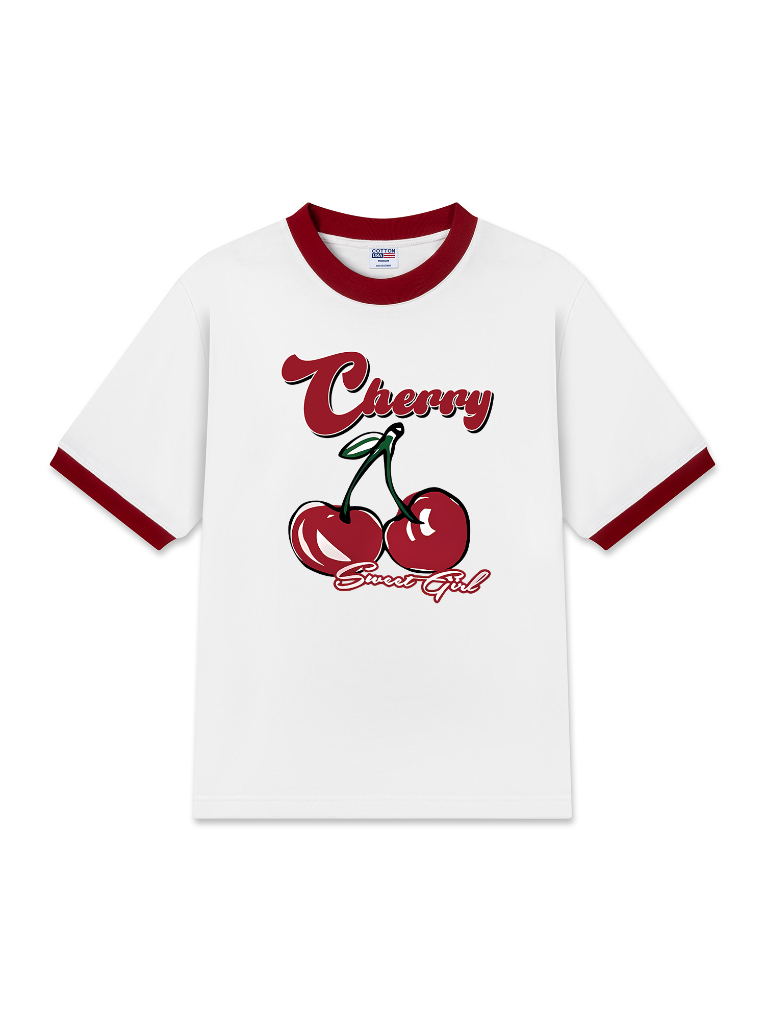 Áo Thun Ringer Relaxed Fit Cherry Sweet Girl