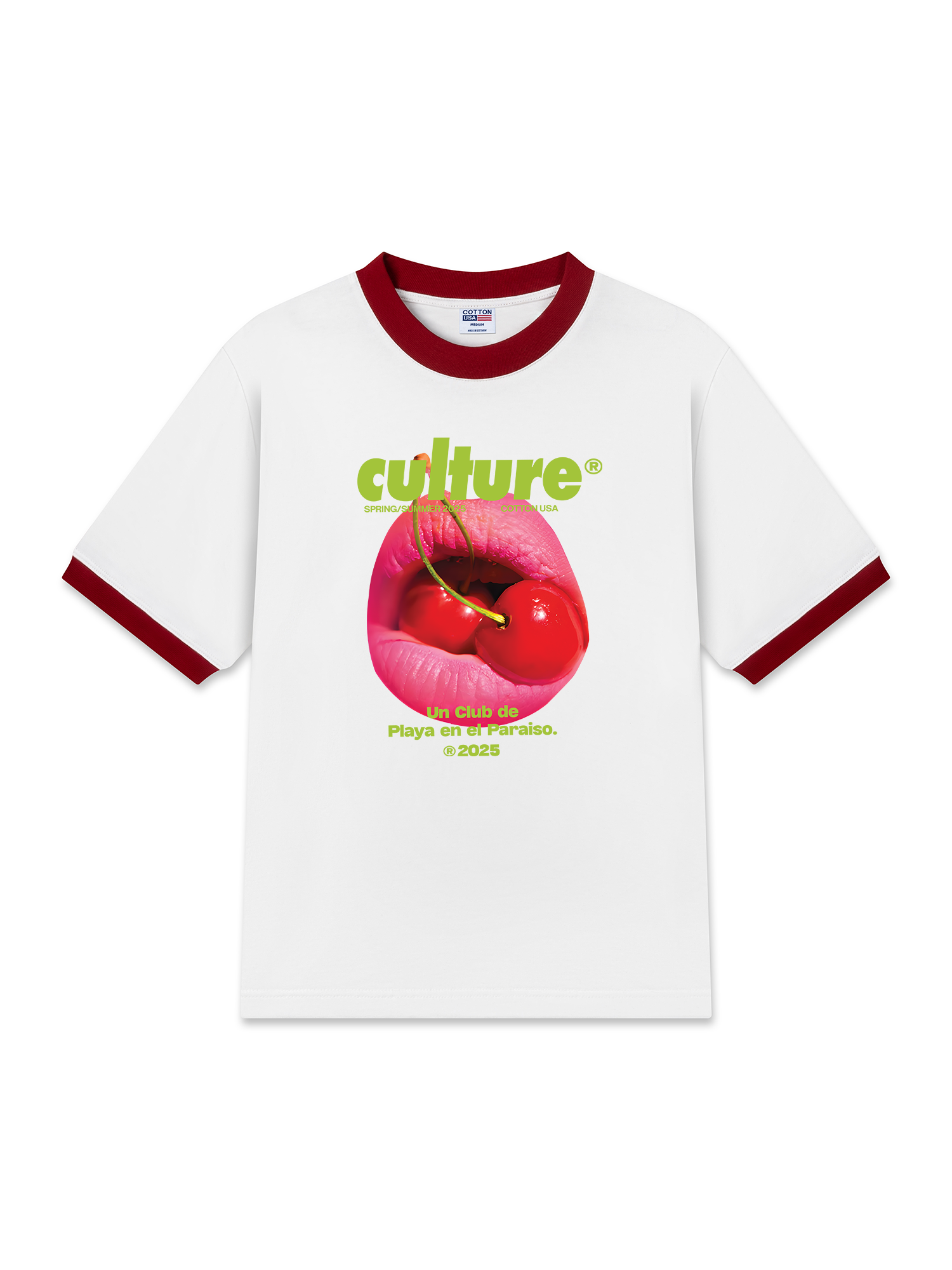 Áo Thun Ringer Relaxed Fit Tropical Culture Cherry Lip