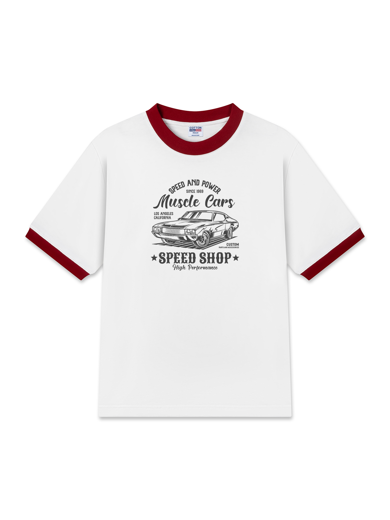 Áo Thun Ringer Relaxed Fit Speed And Power Muscle Cars