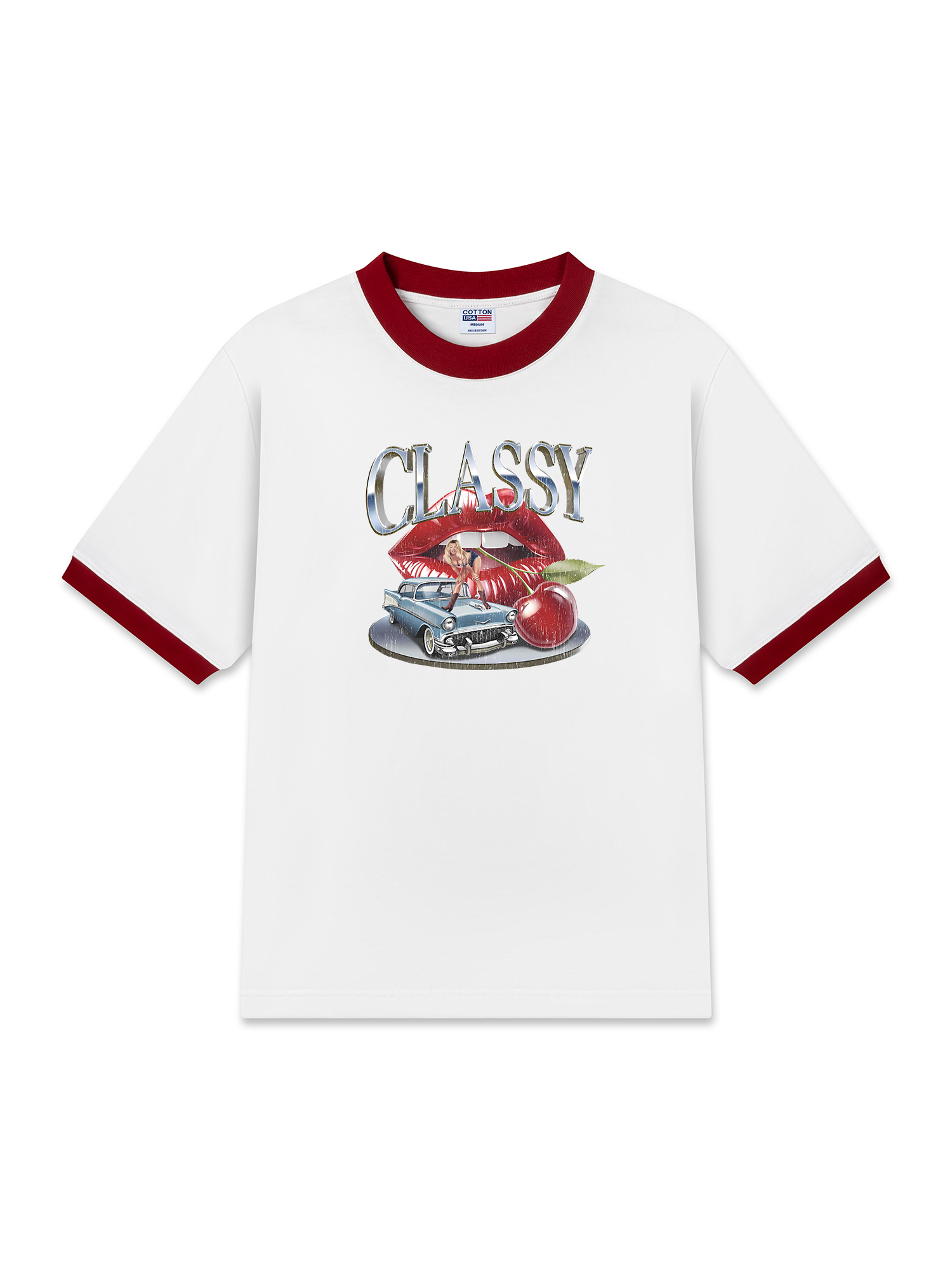 Áo Thun Ringer Relaxed Fit Cherry Vintage Classy
