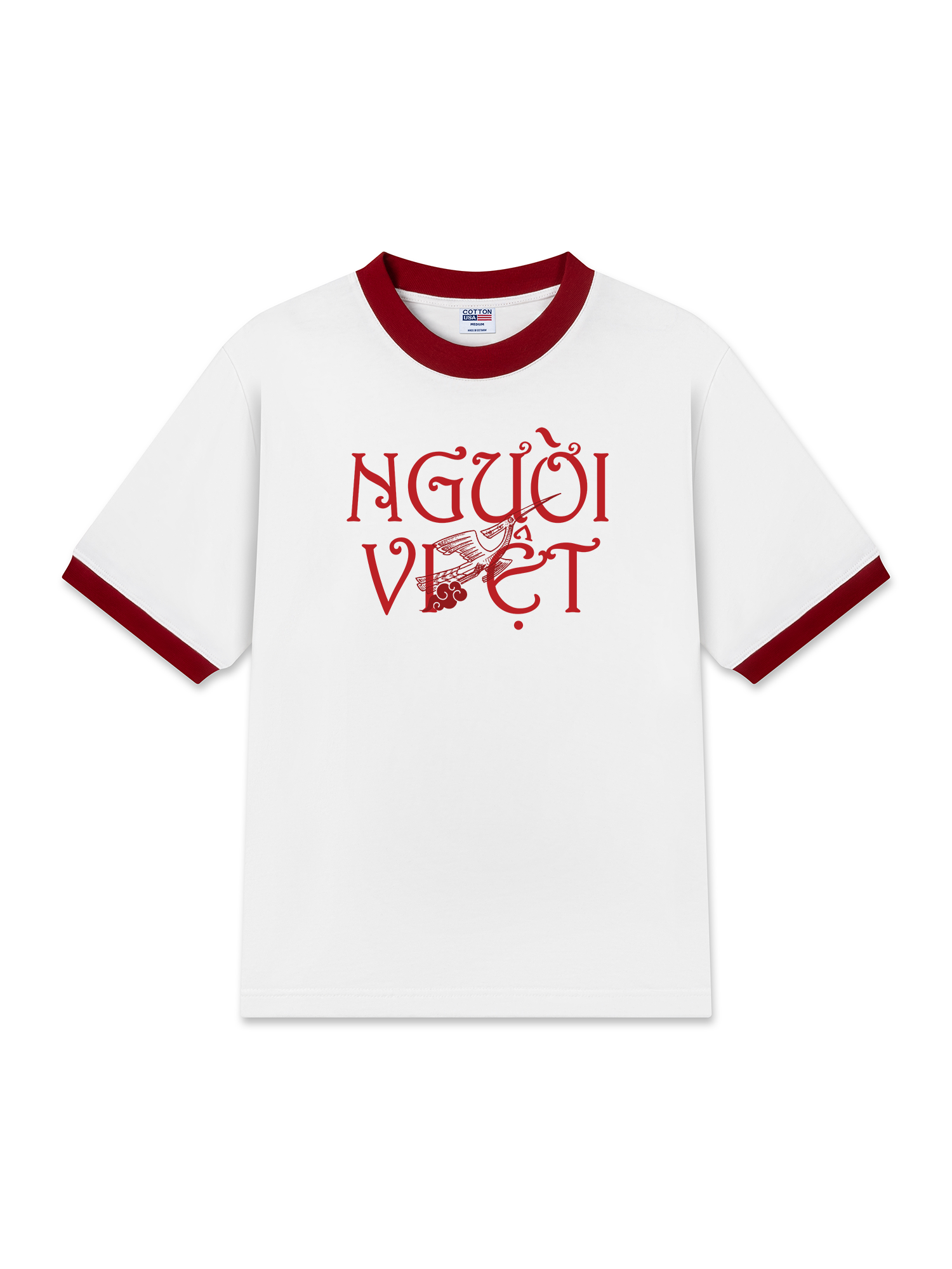 Áo Thun Ringer Relaxed Fit Người Việt - Máu Đỏ Da Vàng