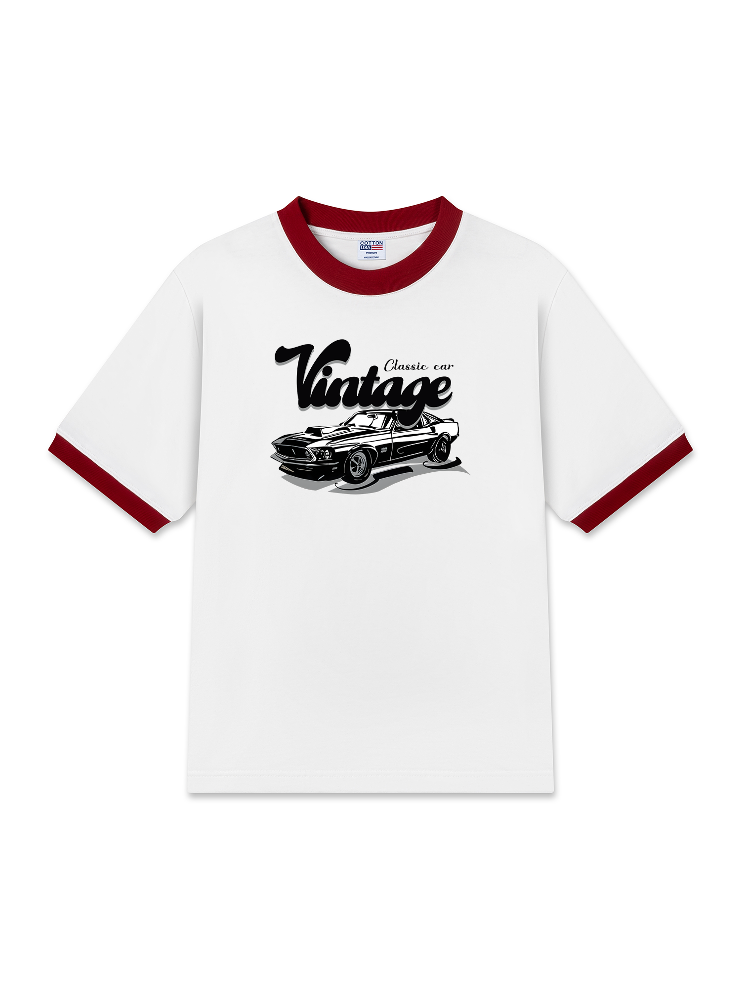 Áo Thun Ringer Relaxed Fit Classic Car Vintage