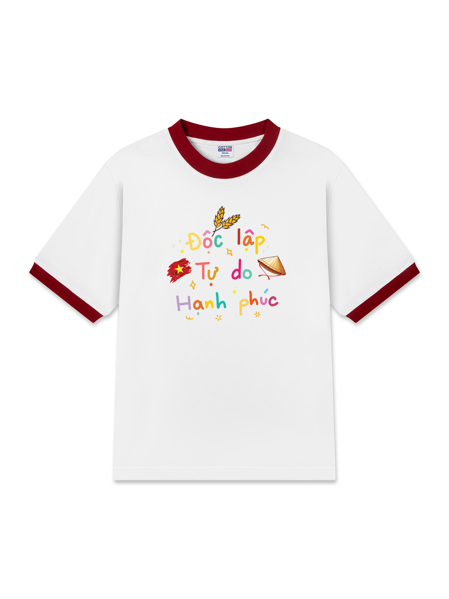 Áo Thun Ringer Relaxed Fit Độc Lập - Tự Do - Hạnh Phúc