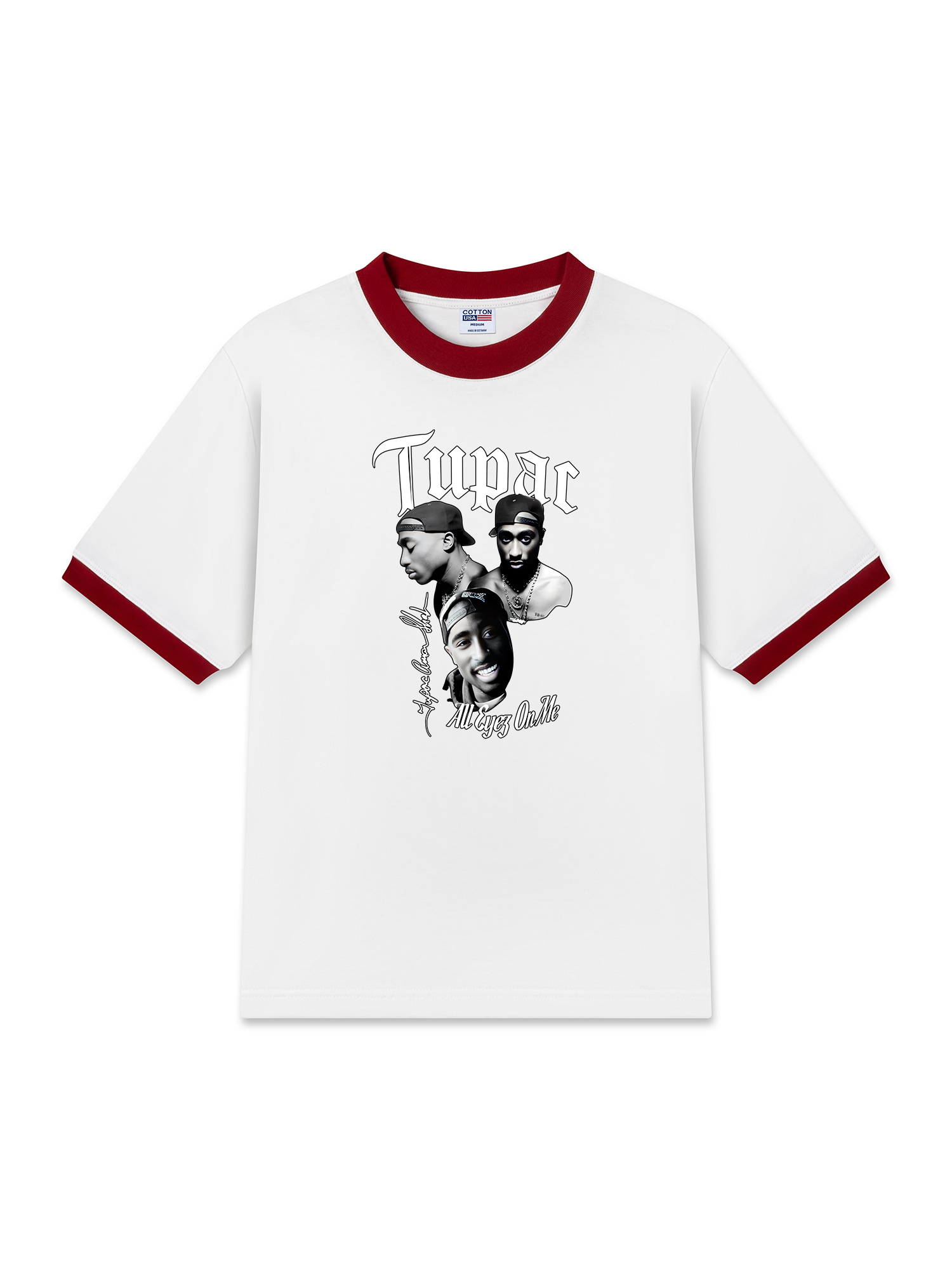 Áo Thun Ringer Relaxed Fit Rapper Tuppac All Eyes OIn Me