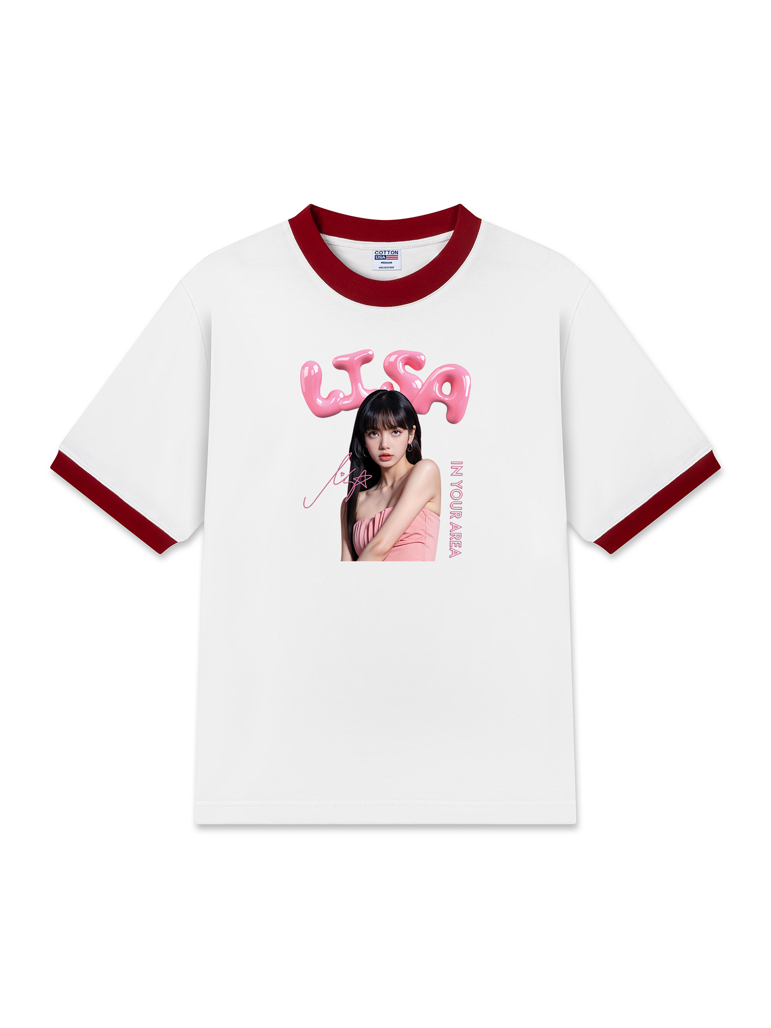 Áo Thun Ringer Relaxed Fit Black Pink Lisa