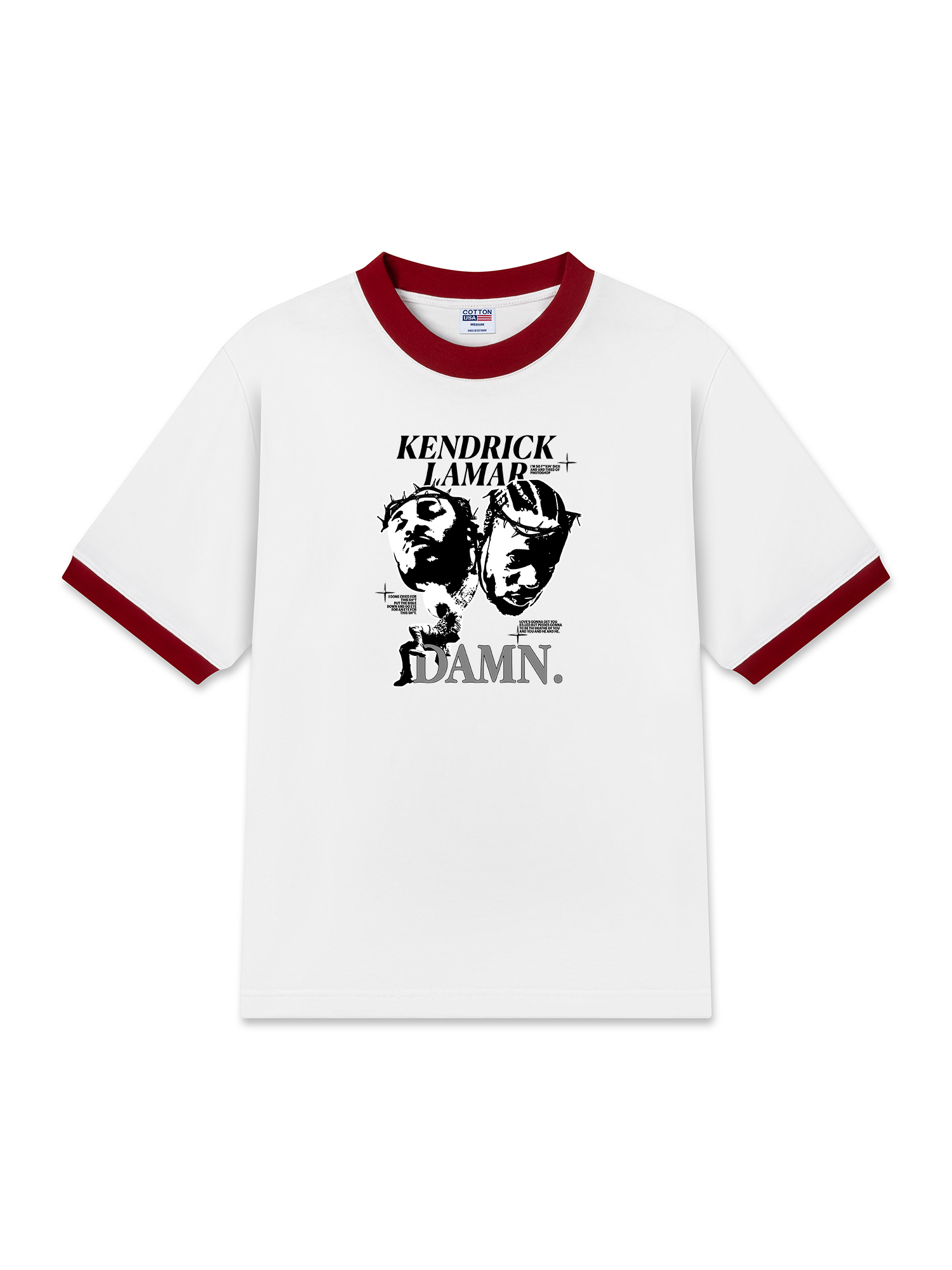 Áo Thun Ringer Relaxed Fit Rapper Kendrick Lamar Damn