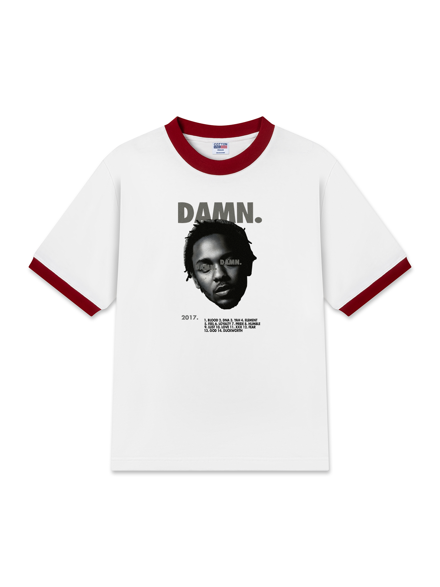 Áo Thun Ringer Relaxed Fit Rapper Damn Black And White Graphic