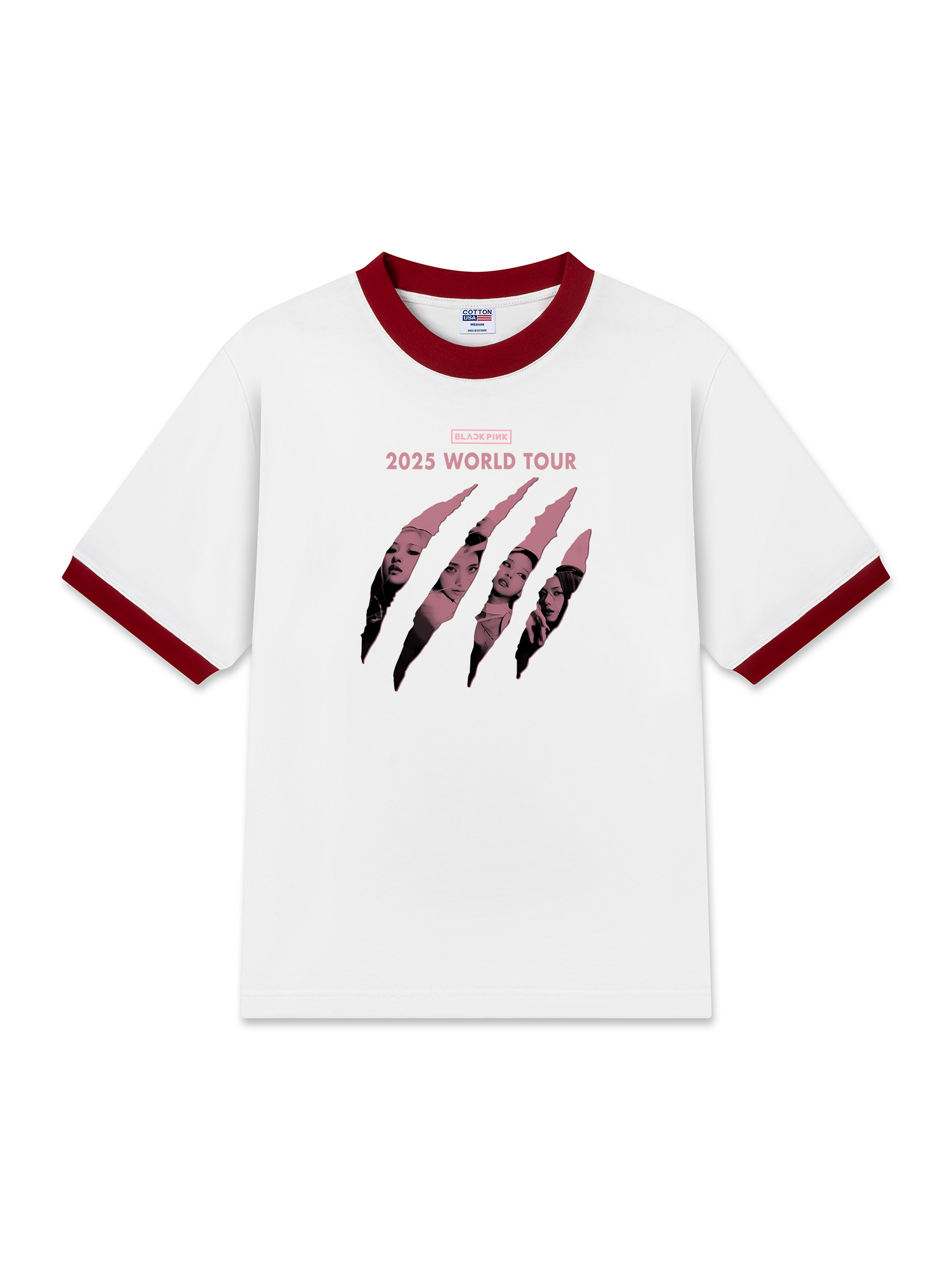 Áo Thun Ringer Relaxed Fit Black Pink 2025 World Tour