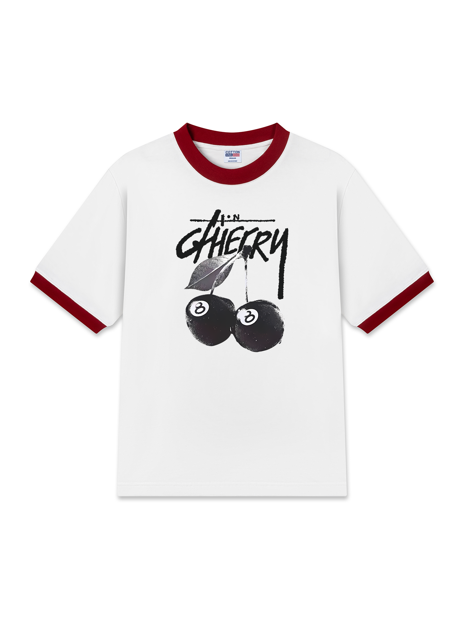 Áo Thun Ringer Relaxed Fit Cherry Black