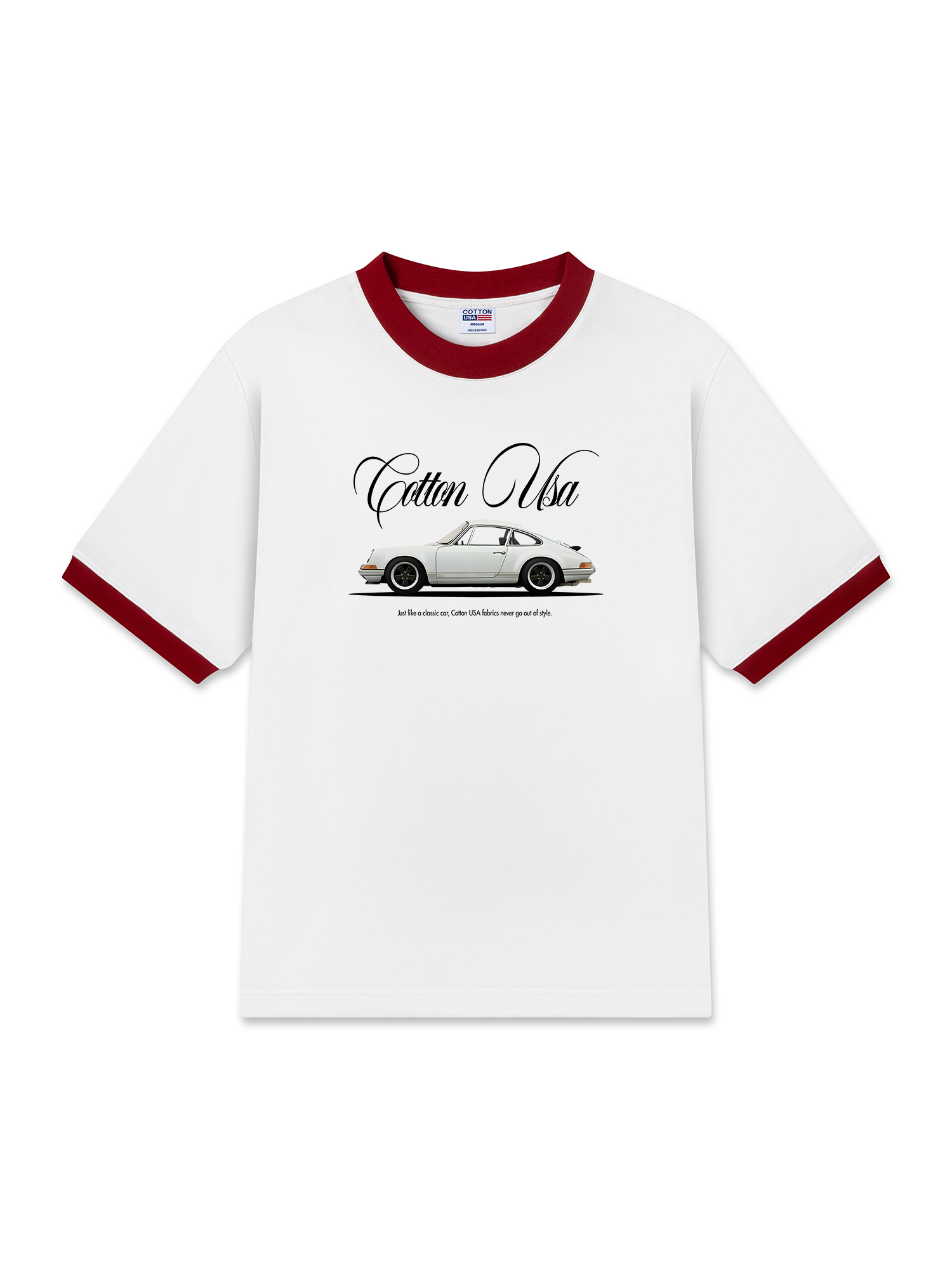 Áo Thun Ringer Relaxed Fit Classic Car White