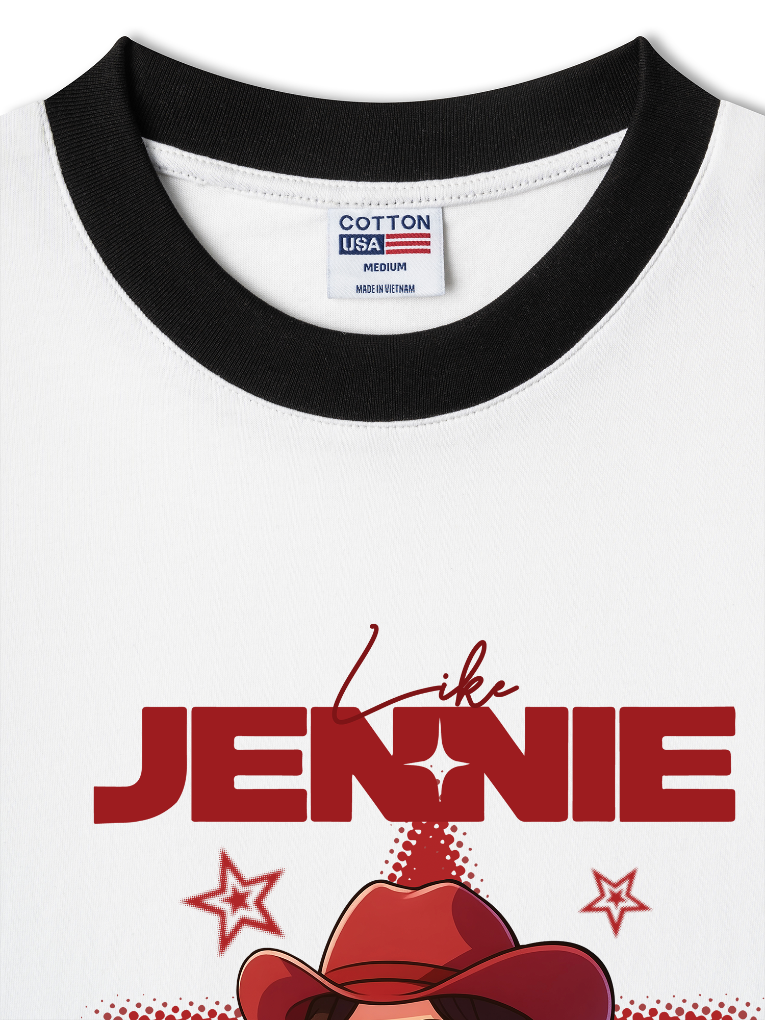 Áo Thun Ringer Relaxed Fit Black Pink Like Jenie