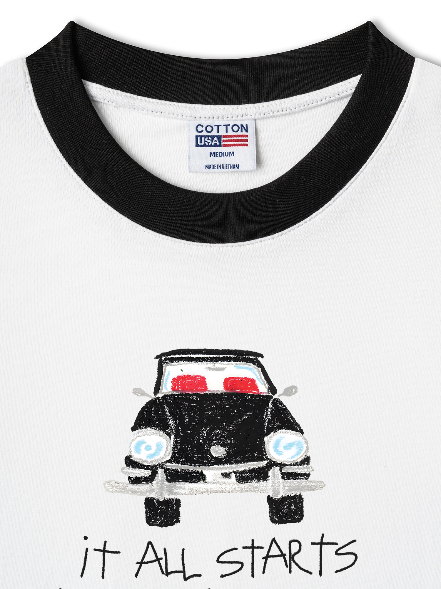 Áo Thun Ringer Relaxed Fit Classic Car Dream Crayon