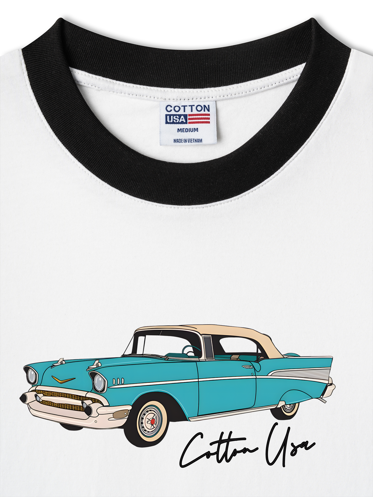 Áo Thun Ringer Relaxed Fit Classic Car Blue